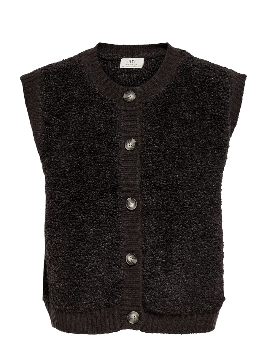 JDY - JDYEIRA LIFE S/L ON BUTTON VEST KNT NOOS - strikveste - chocolate torte - 1