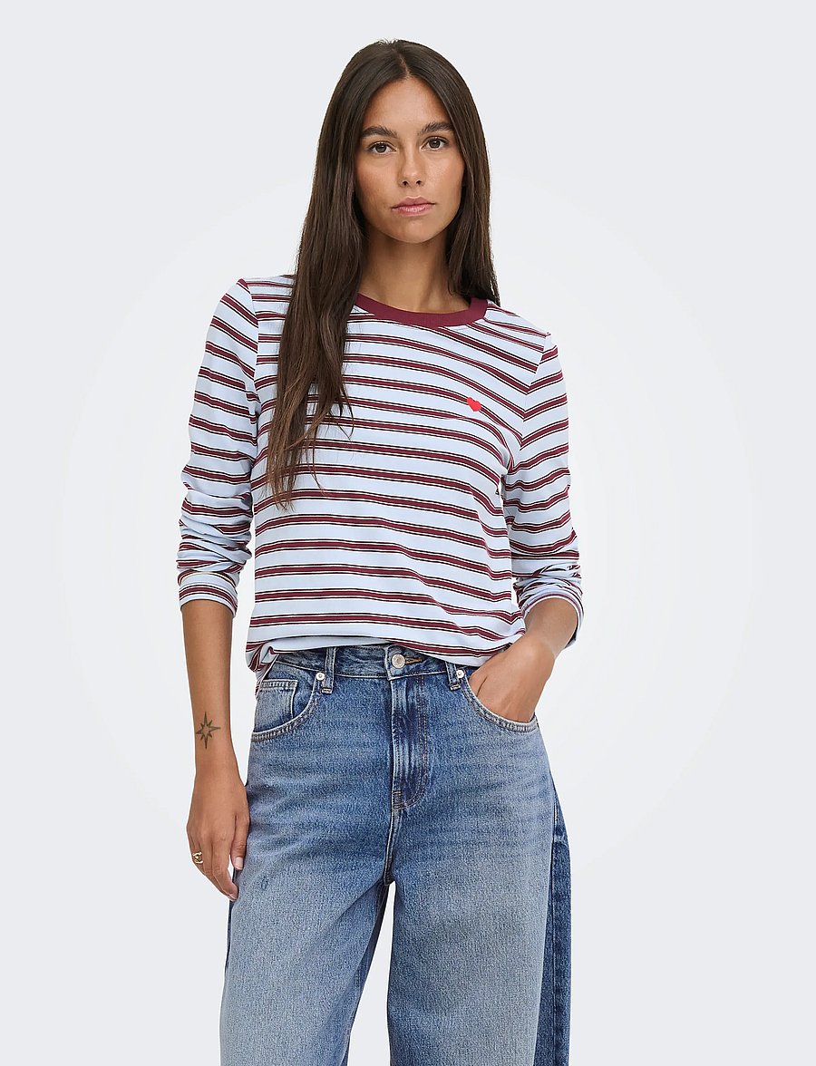 JDY - JDYPISA L/S PRINT TOP JRS NOOS - langärmlige tops - cashmere blue - 0