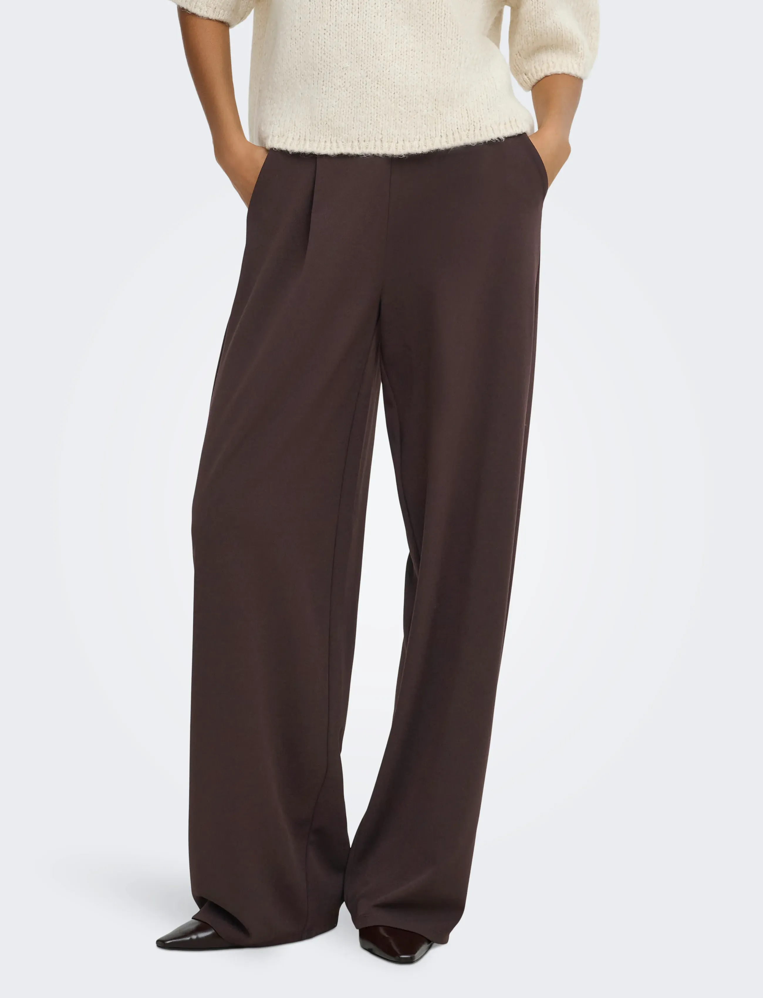 JDY JDYGEGGO LIFE BELT PANT JRS NOOS - Bukser med brede ben - CHOCOLATE TORTE / brown