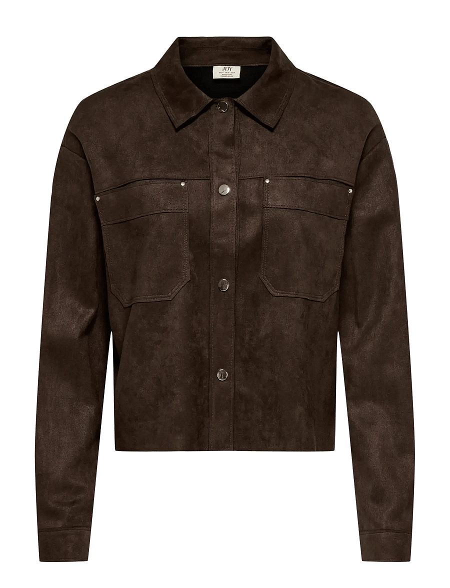 JDY - JDYJULLE L/S FAKE SUEDE SHIRT JRS NOOS - coffee bean - 1