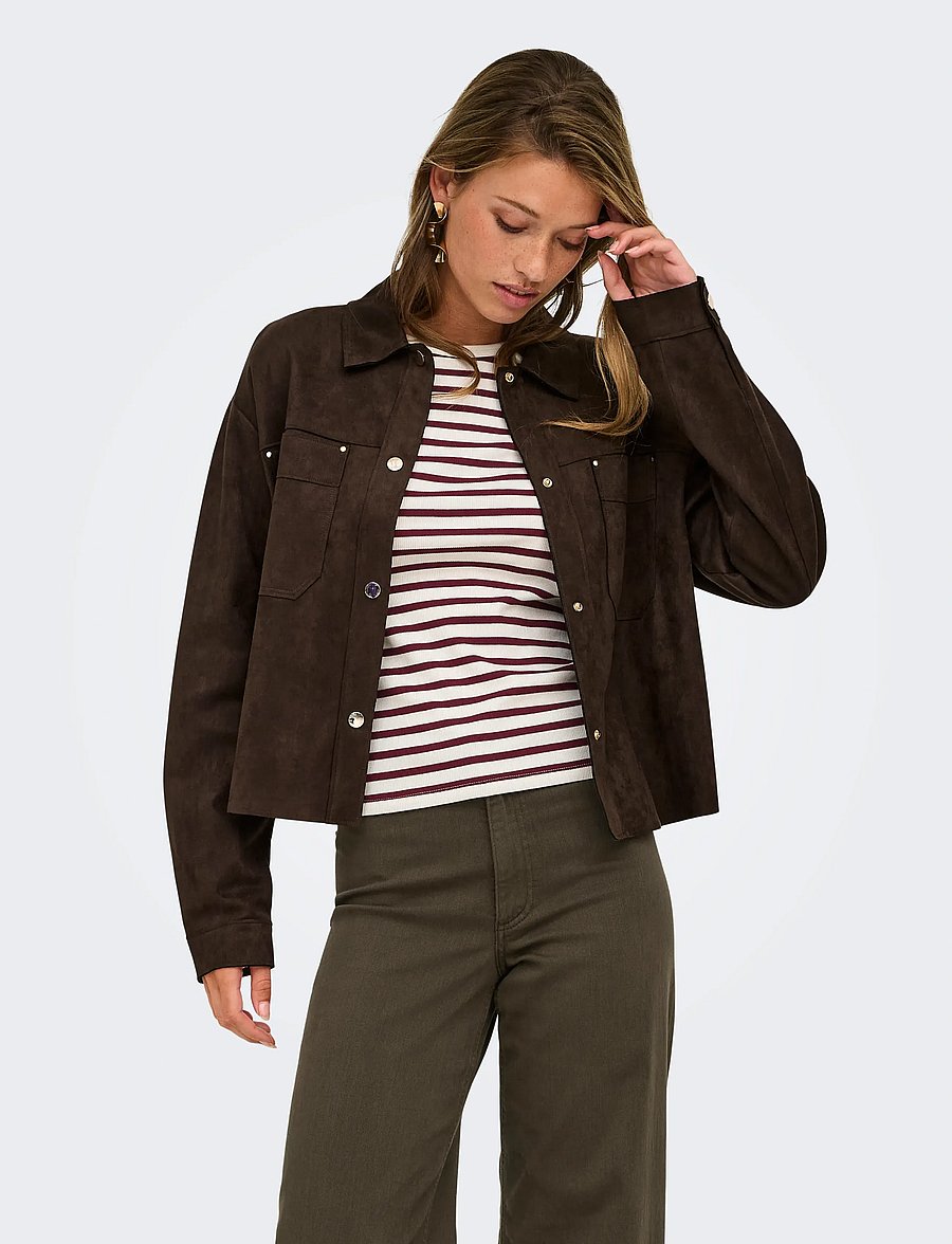 JDY - JDYJULLE L/S FAKE SUEDE SHIRT JRS NOOS - coffee bean - 0