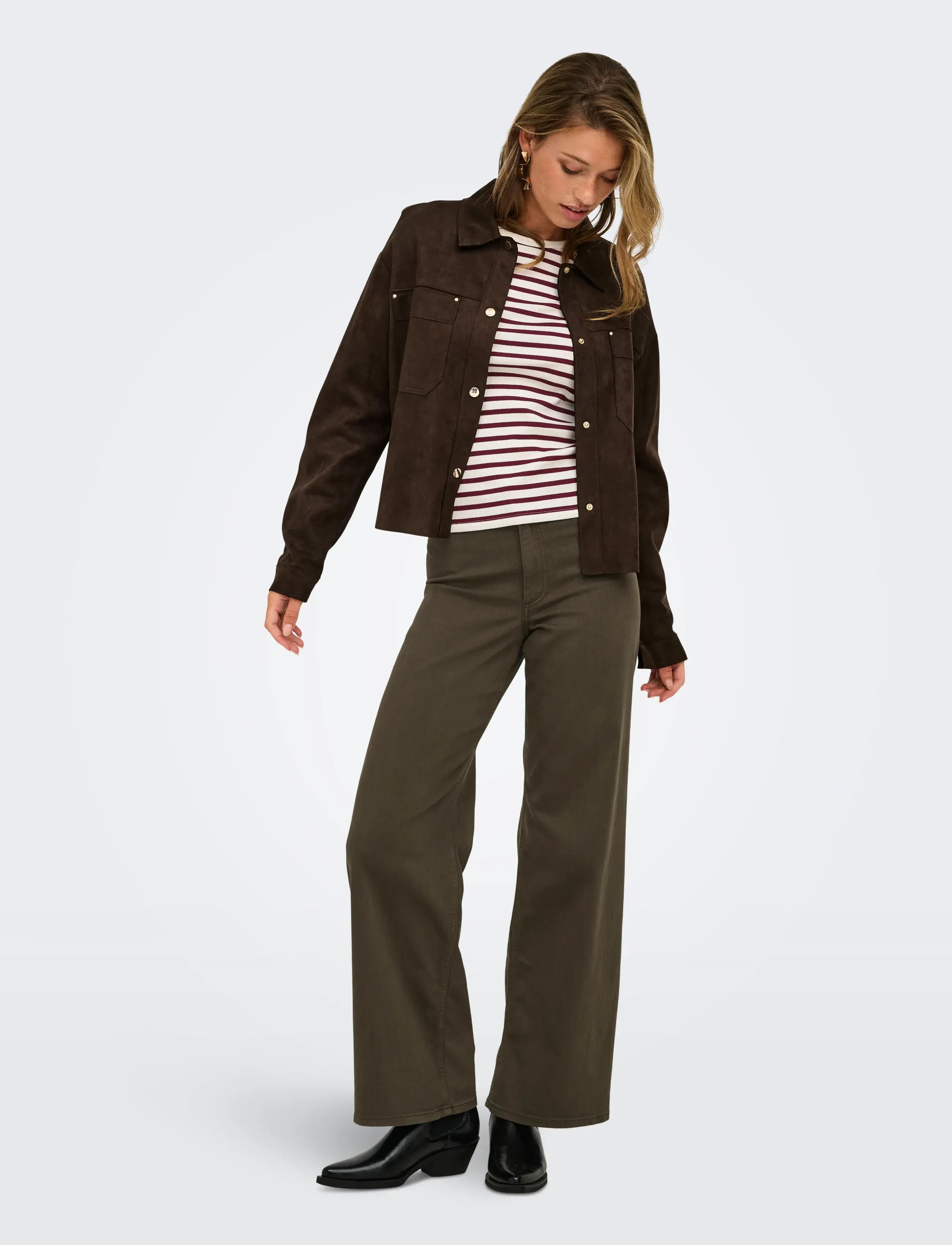 JDY - JDYJULLE L/S FAKE SUEDE SHIRT JRS NOOS - coffee bean - 4