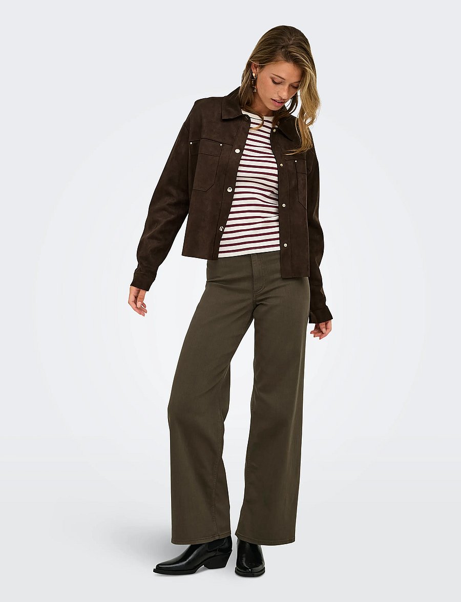 JDY - JDYJULLE L/S FAKE SUEDE SHIRT JRS NOOS - coffee bean - 4