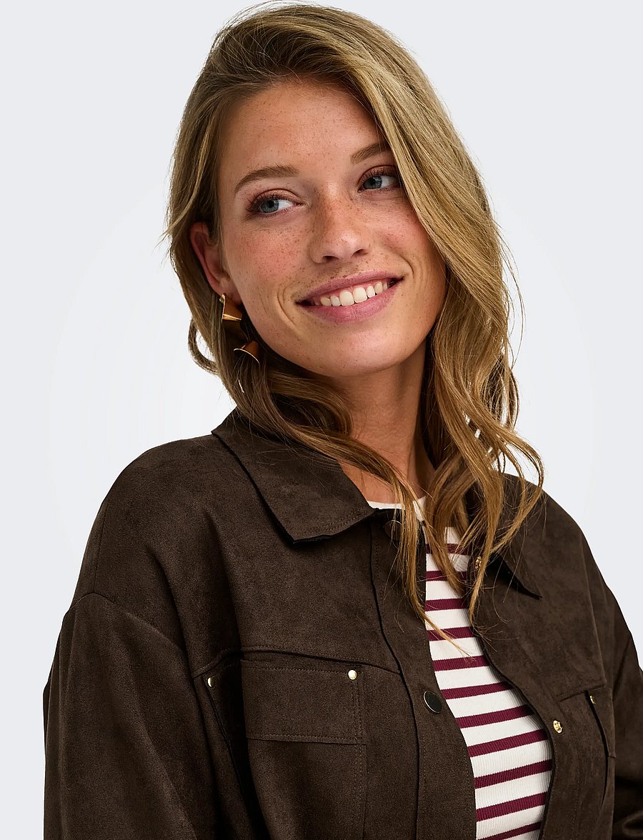 JDY - JDYJULLE L/S FAKE SUEDE SHIRT JRS NOOS - coffee bean - 5