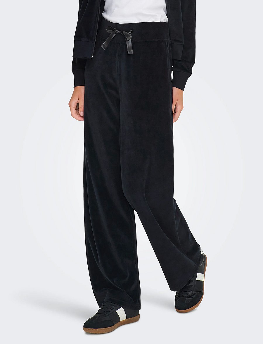 JDY - JDYVIDA VELVET PANT JRS DIA - bukser med brede ben - black - 0