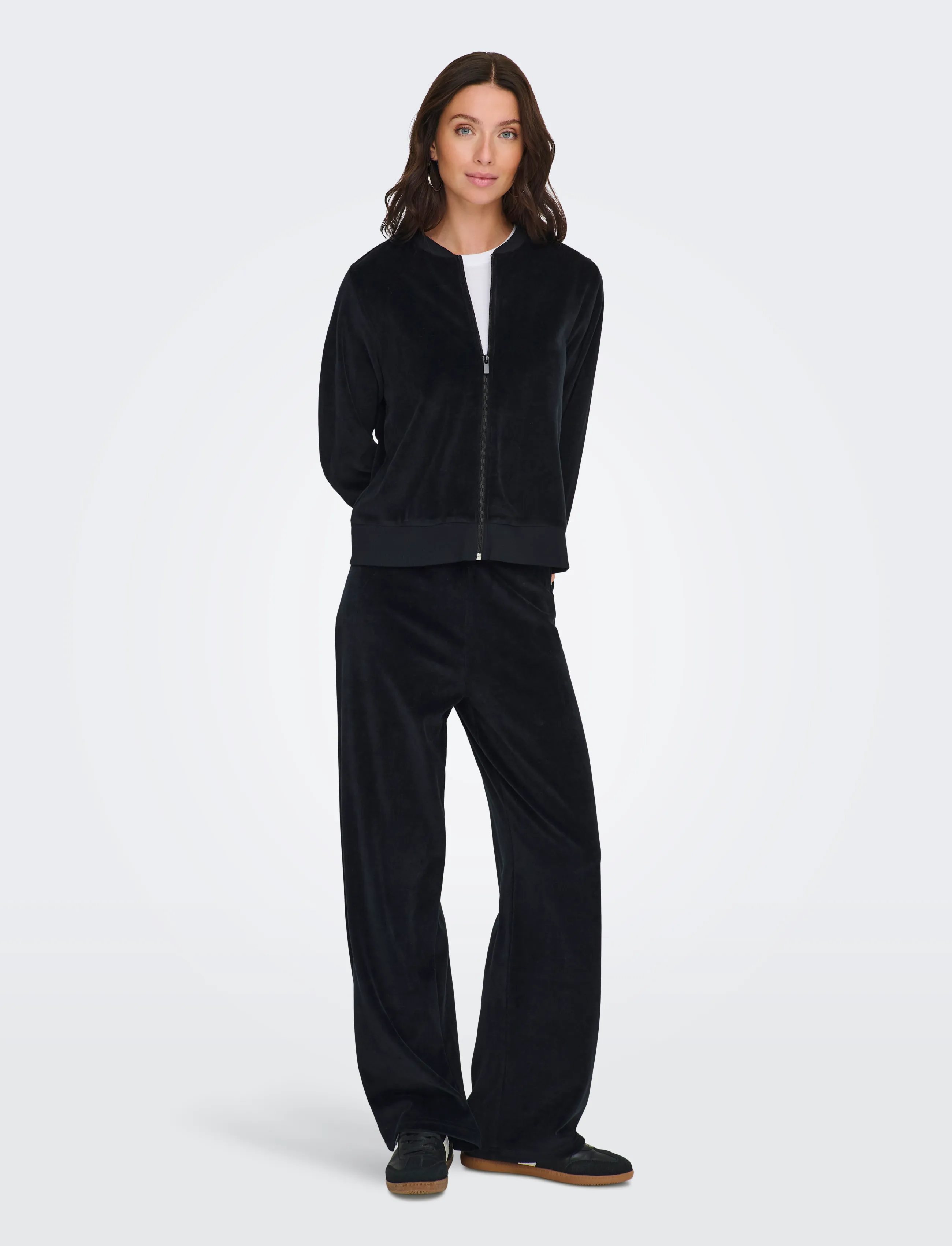 JDY - JDYVIDA VELVET PANT JRS DIA - bukser med brede ben - black - 4
