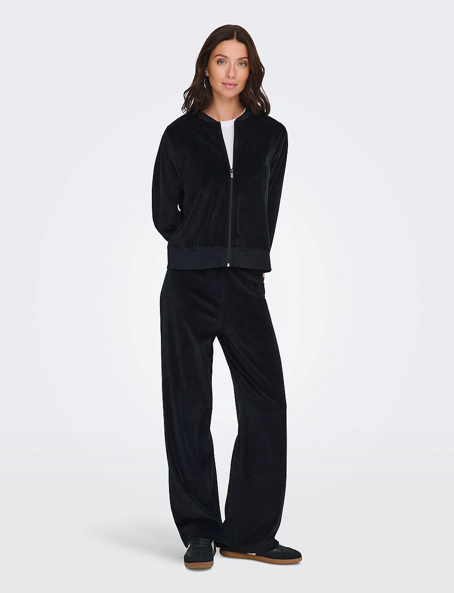 JDY - JDYVIDA VELVET PANT JRS DIA - bukser med brede ben - black - 4