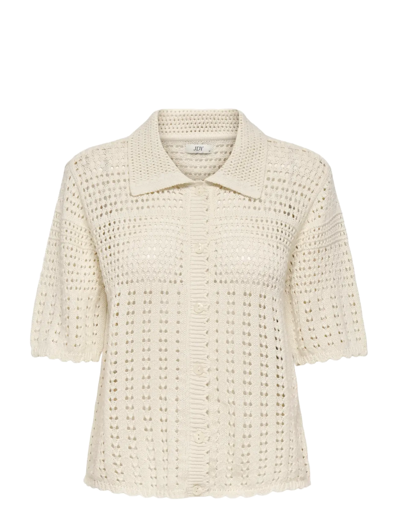 JDY JDYROBIN 2/4 COLLAR CARDIGAN KNT NOOS - Strik - BIRCH / cream