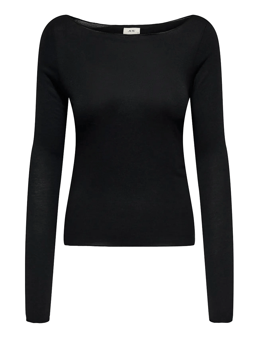 JDY - JDYSUMA WOOLBLEND L/S BOATNECK TOP JRS - striktrøjer - black - 1