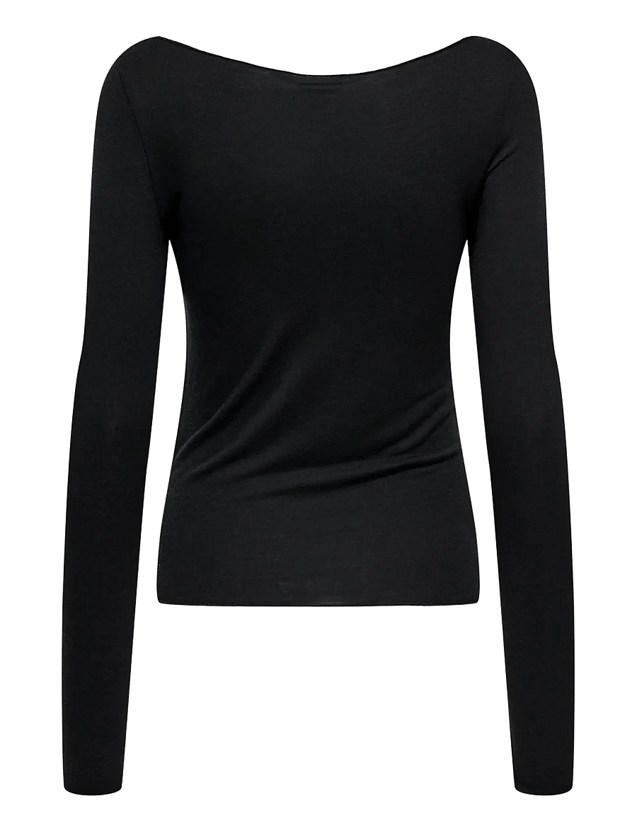 JDY - JDYSUMA WOOLBLEND L/S BOATNECK TOP JRS - striktrøjer - black - 2