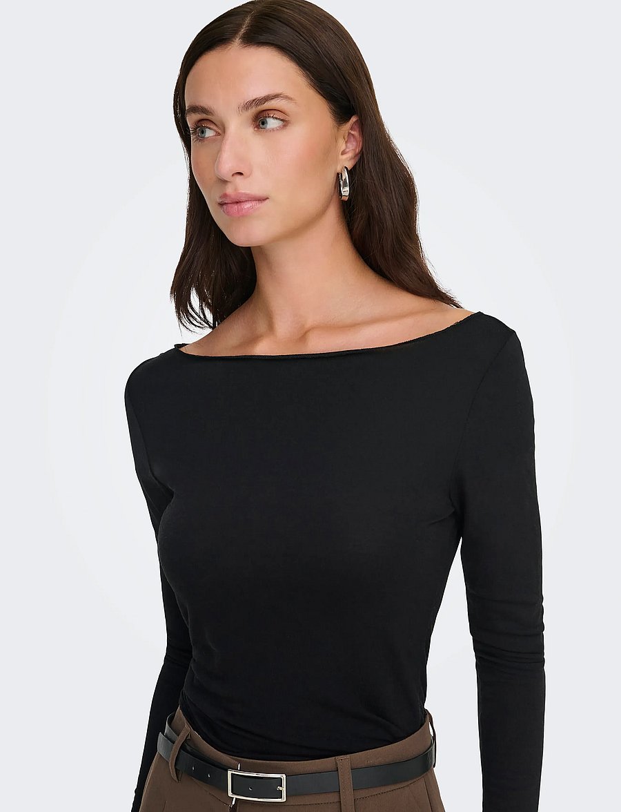 JDY - JDYSUMA WOOLBLEND L/S BOATNECK TOP JRS - striktrøjer - black - 4