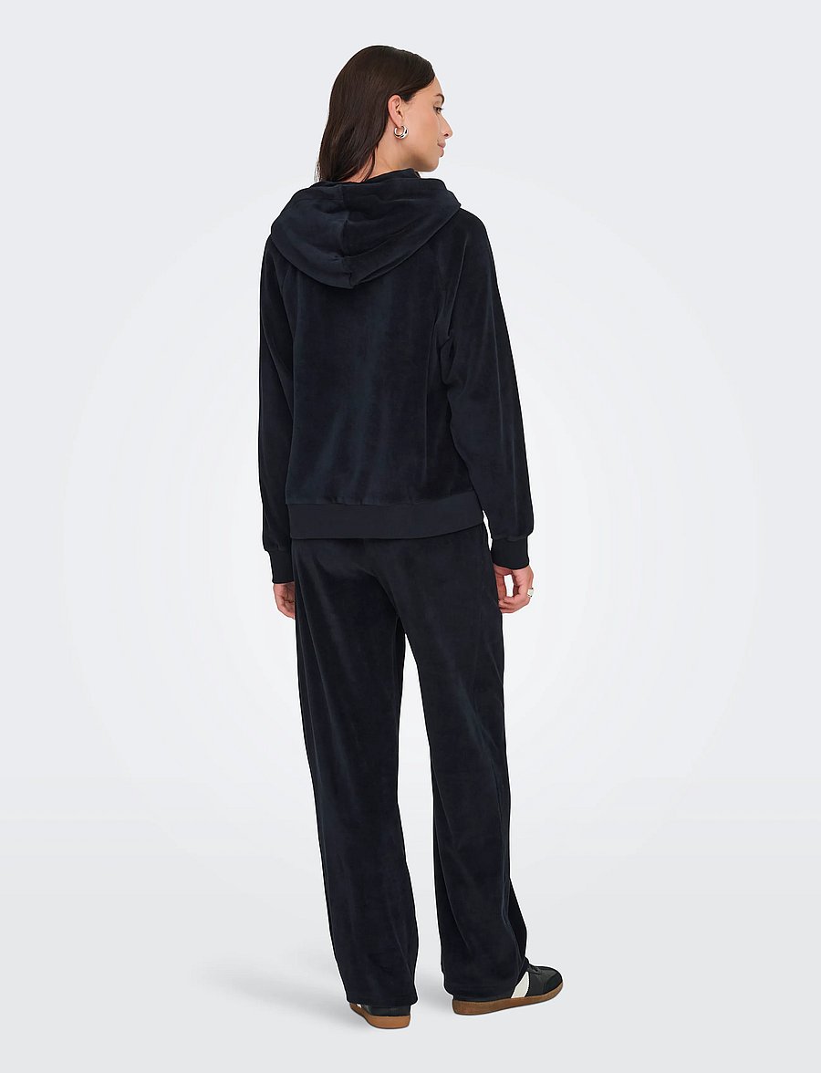 JDY - JDYVIDA L/S VELVET HOODIE TOP JRS DIA - kapuzenpullover - black - 3