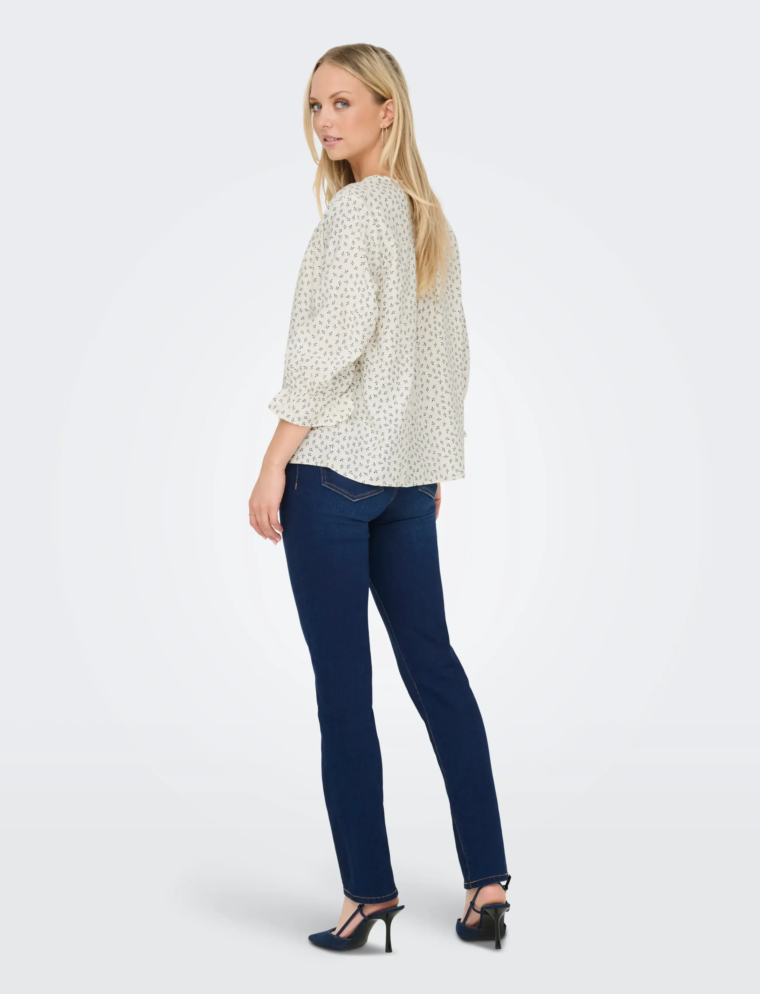 JDY - JDYSKY 3/4 V-NECK TOP WVN EXP - birch - 3