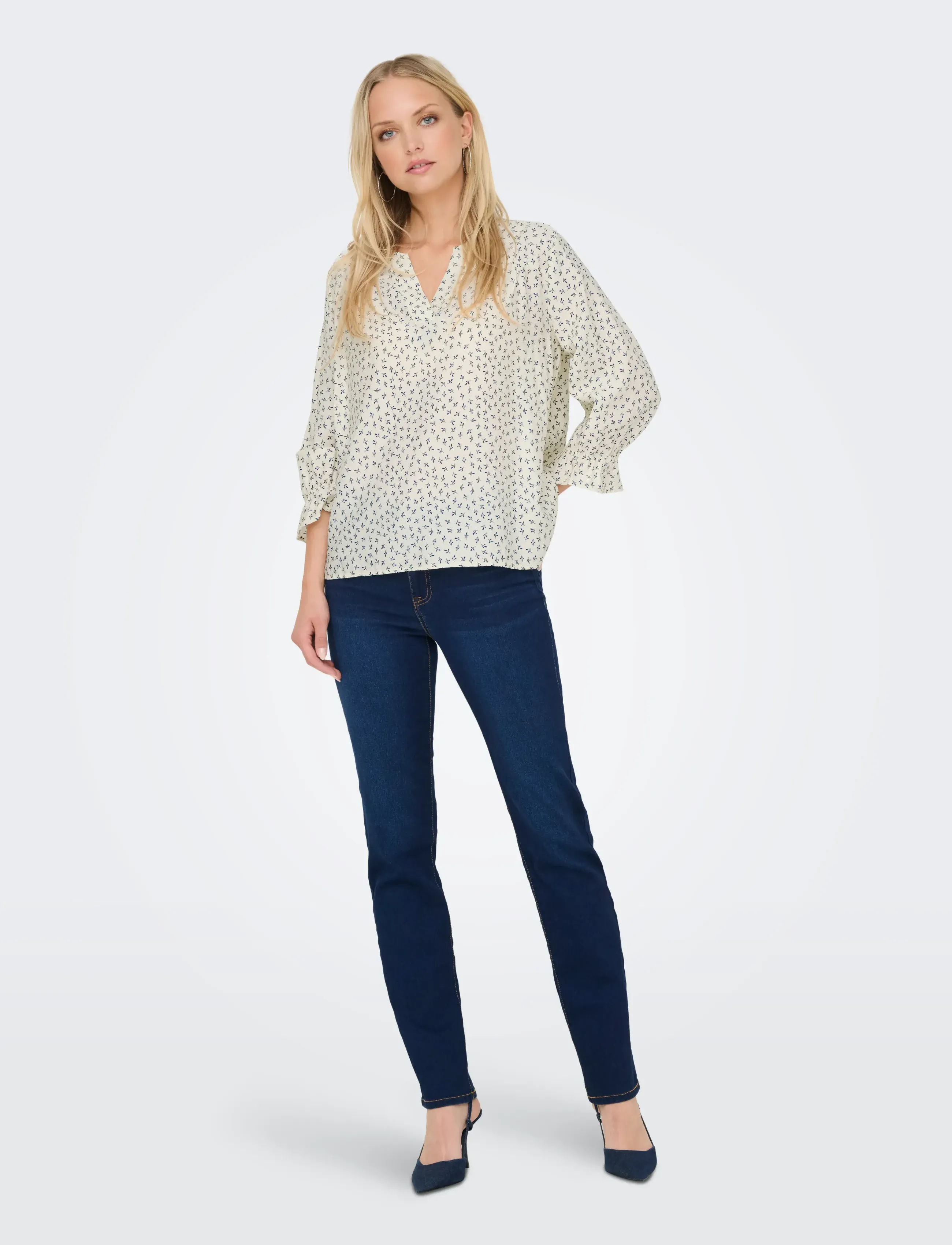 JDY - JDYSKY 3/4 V-NECK TOP WVN EXP - birch - 5
