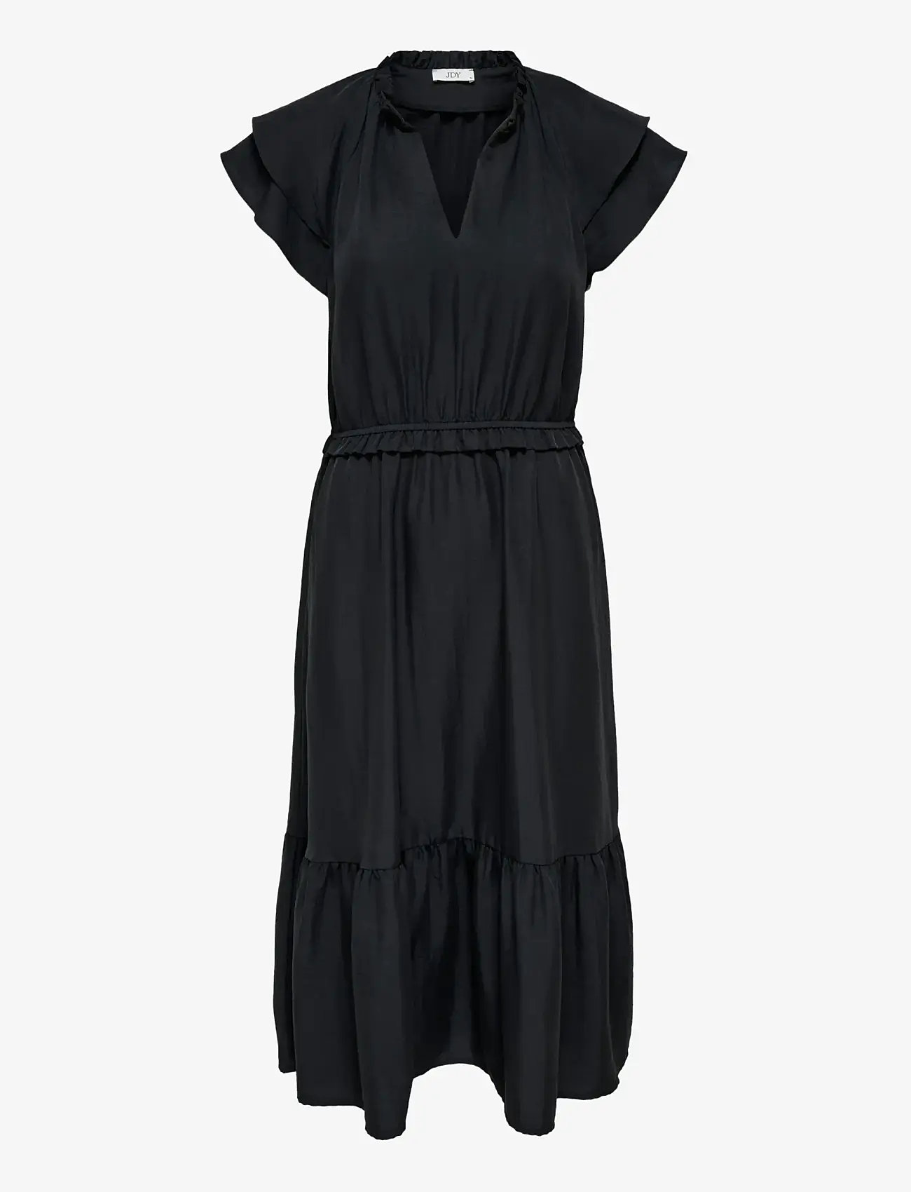 JDY - JDYTRAIN S/L FRILL MIDI DRESS WVN EXP - midi dresses - black - 0