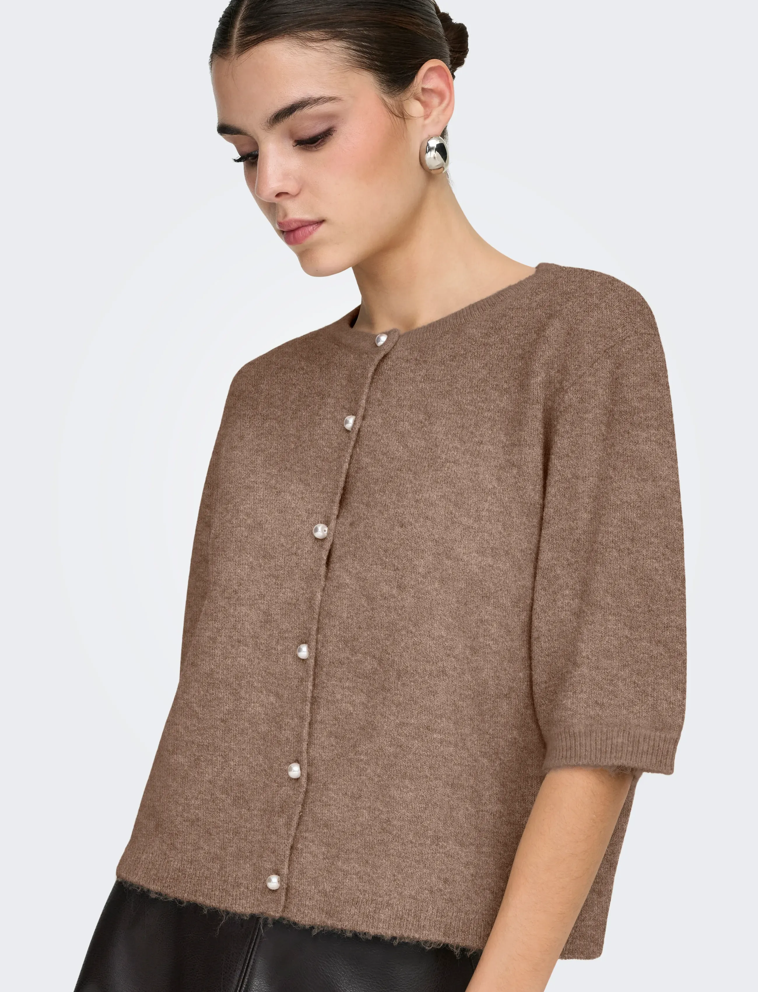 JDY - JDYRUE LIFE 2/4 PEARL CARDIGAN KNT NOOS - kardiganid - caribou - 4