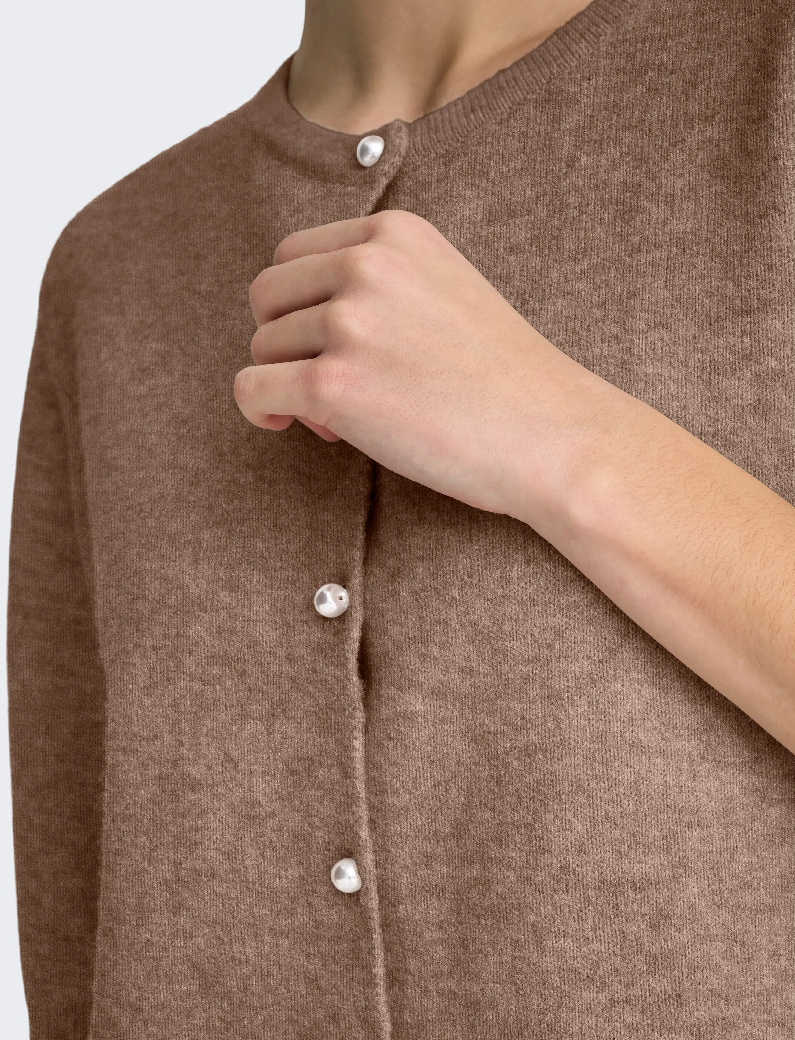 JDY JDYRUE LIFE 2/4 PEARL CARDIGAN KNT NOOS - Naistele - CARIBOU / brown
