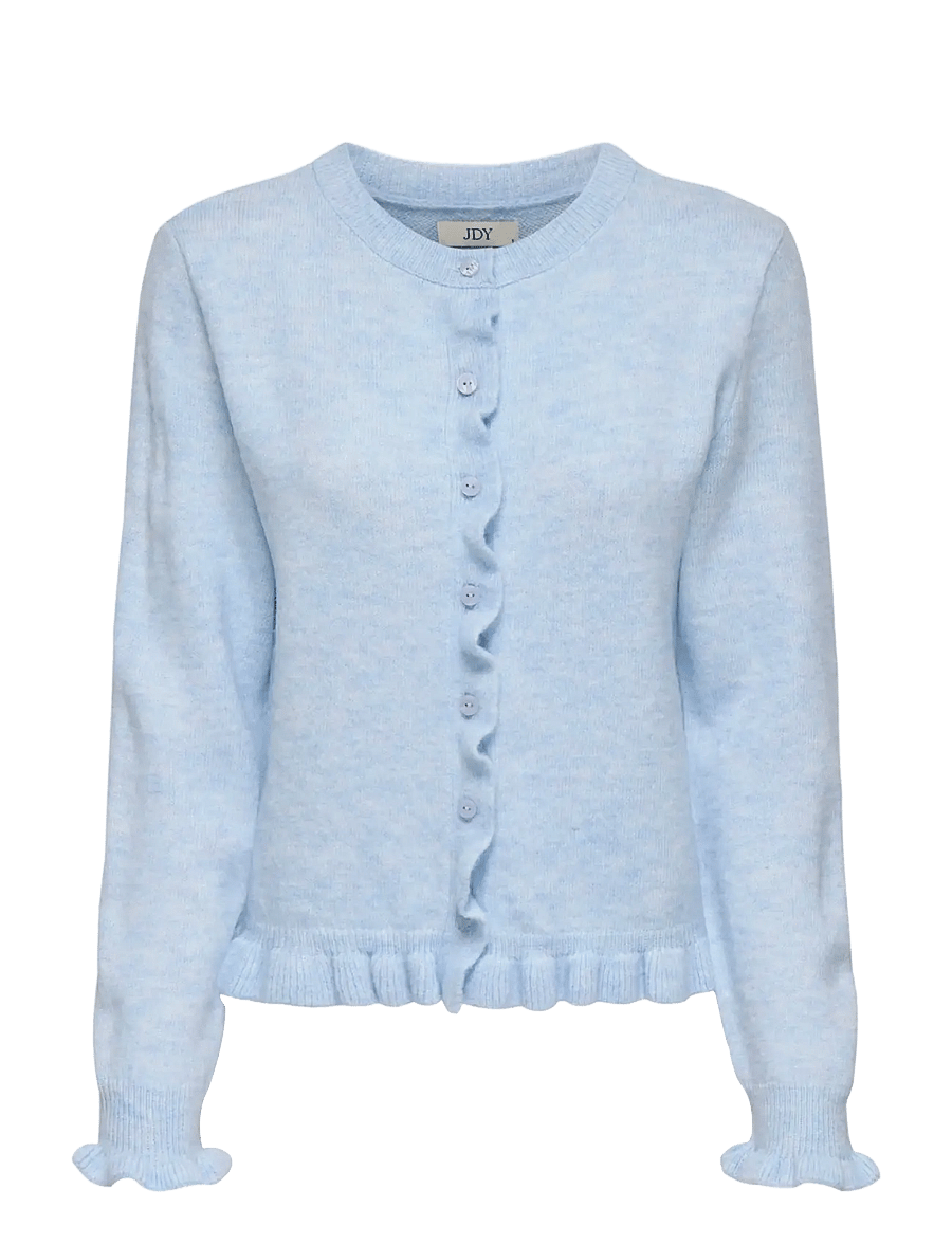 JDY - JDYLETTY L/S ON FRILL CARDIGAN KNT NOOS - gilets - cashmere blue - 1