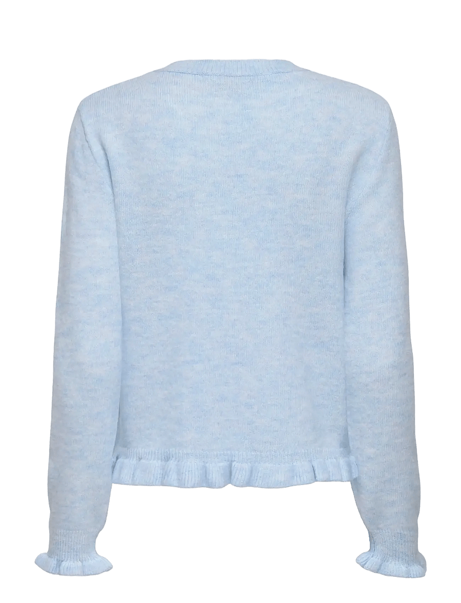 JDY - JDYLETTY L/S ON FRILL CARDIGAN KNT NOOS - gilets - cashmere blue - 2