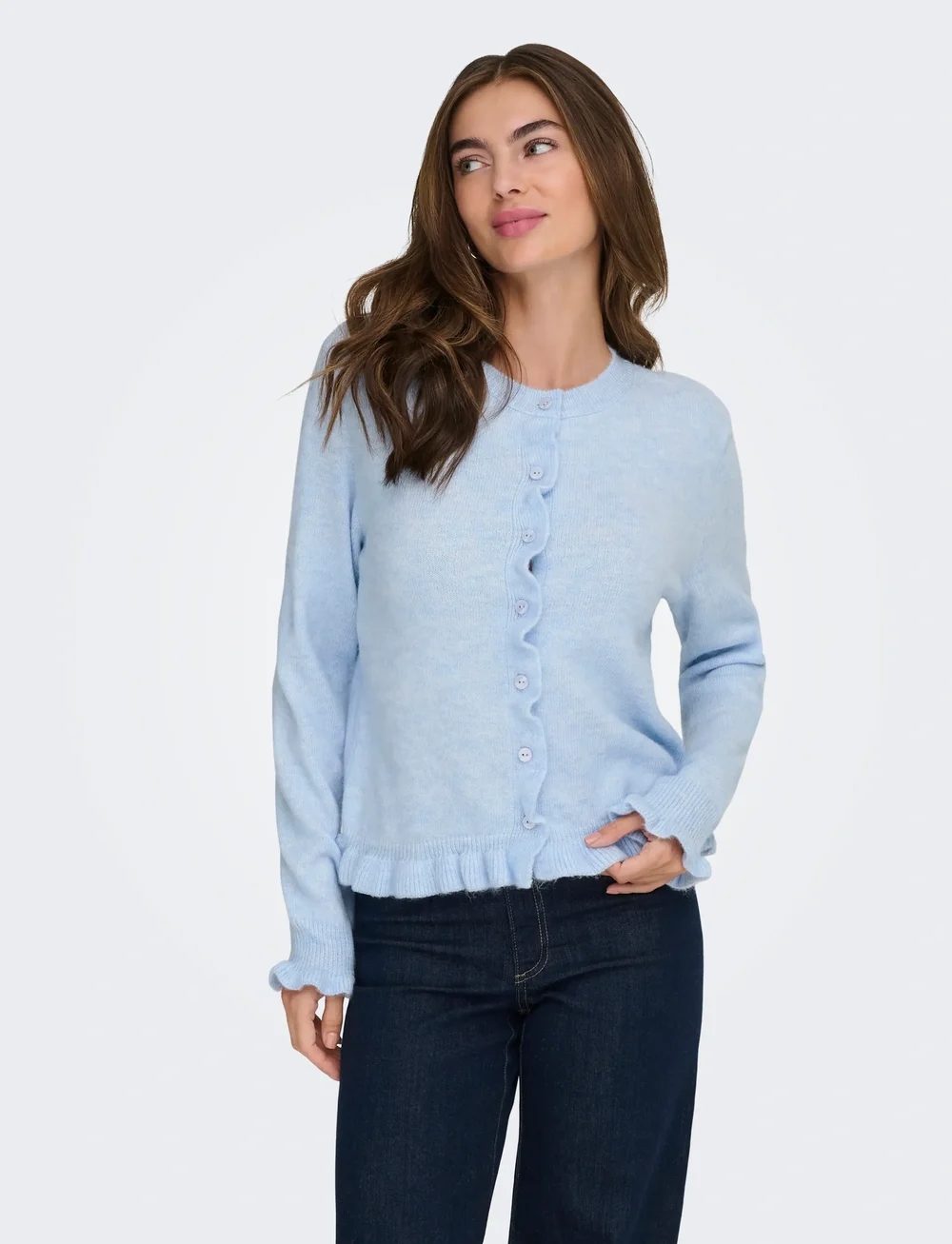 JDY - JDYLETTY L/S ON FRILL CARDIGAN KNT NOOS - kardiganid - cashmere blue - 4
