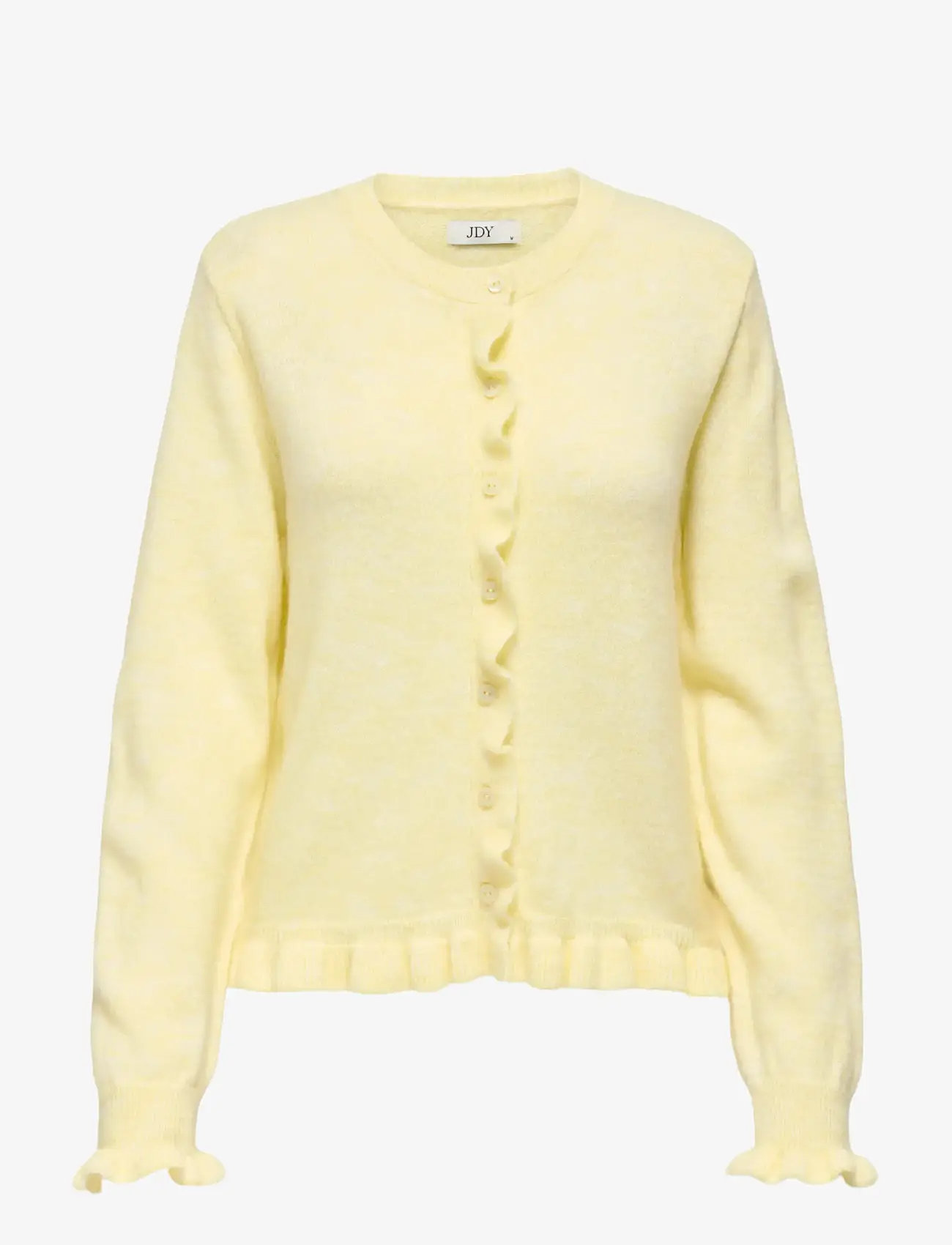 JDY - JDYLETTY L/S ON FRILL CARDIGAN KNT NOOS - autumn clothing - pastel yellow - 0