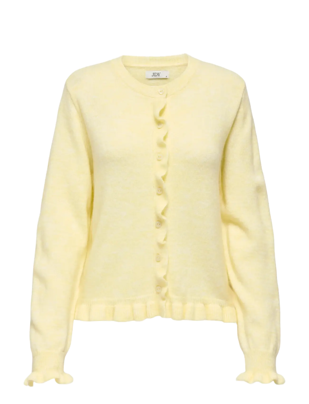 JDY JDYLETTY L/S ON FRILL CARDIGAN KNT NOOS - Strickmode - PASTEL YELLOW / yellow