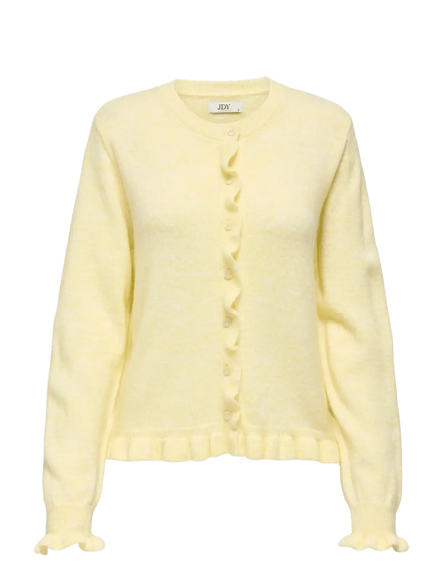 JDY - JDYLETTY L/S ON FRILL CARDIGAN KNT NOOS - gilets - pastel yellow - 1