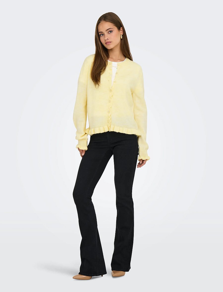 JDY - JDYLETTY L/S ON FRILL CARDIGAN KNT NOOS - gilets - pastel yellow - 4