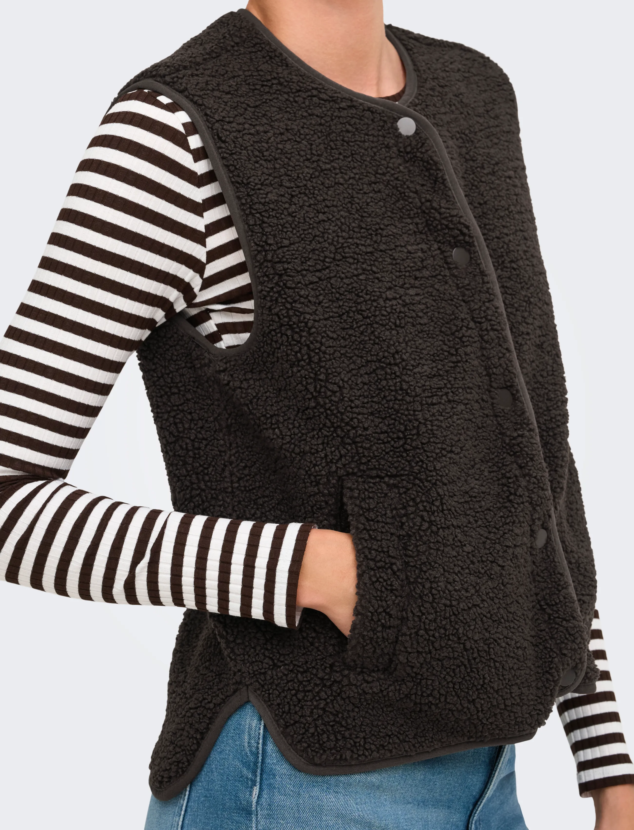 JDY - JDYSIMINA TEDDY WAISTCOAT OTW QIQ NOOS - chocolate torte - 5