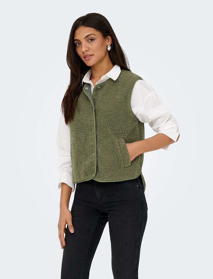 JDY - JDYSIMINA TEDDY WAISTCOAT OTW QIQ NOOS - fleece- und teddy-westen - kalamata - 0