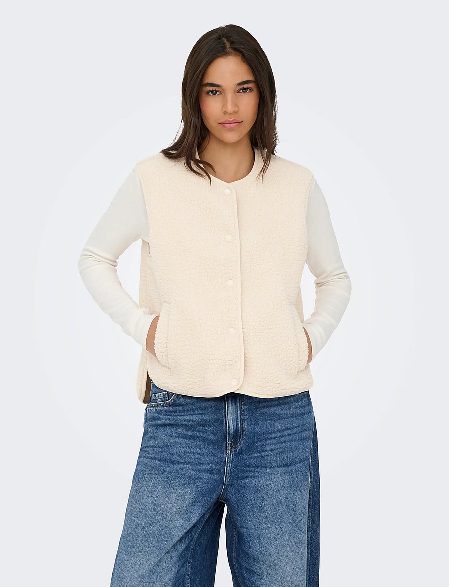 JDY - JDYSIMINA TEDDY WAISTCOAT OTW QIQ NOOS - fleece- och teddyvästar - pumice stone - 0