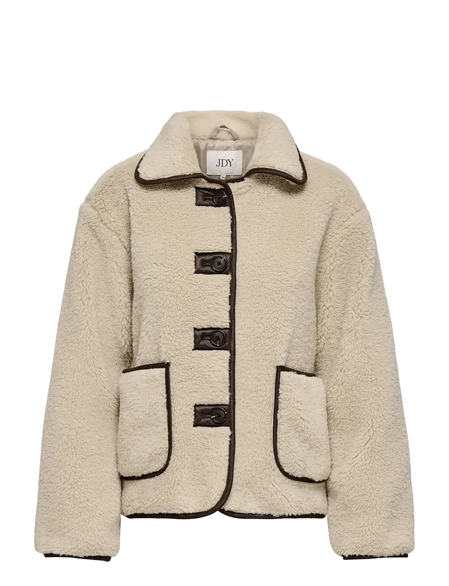 JDY - JDYNOELLA TEDDY JACKET OTW NOOS - kunstkarusnahk - cement - 1