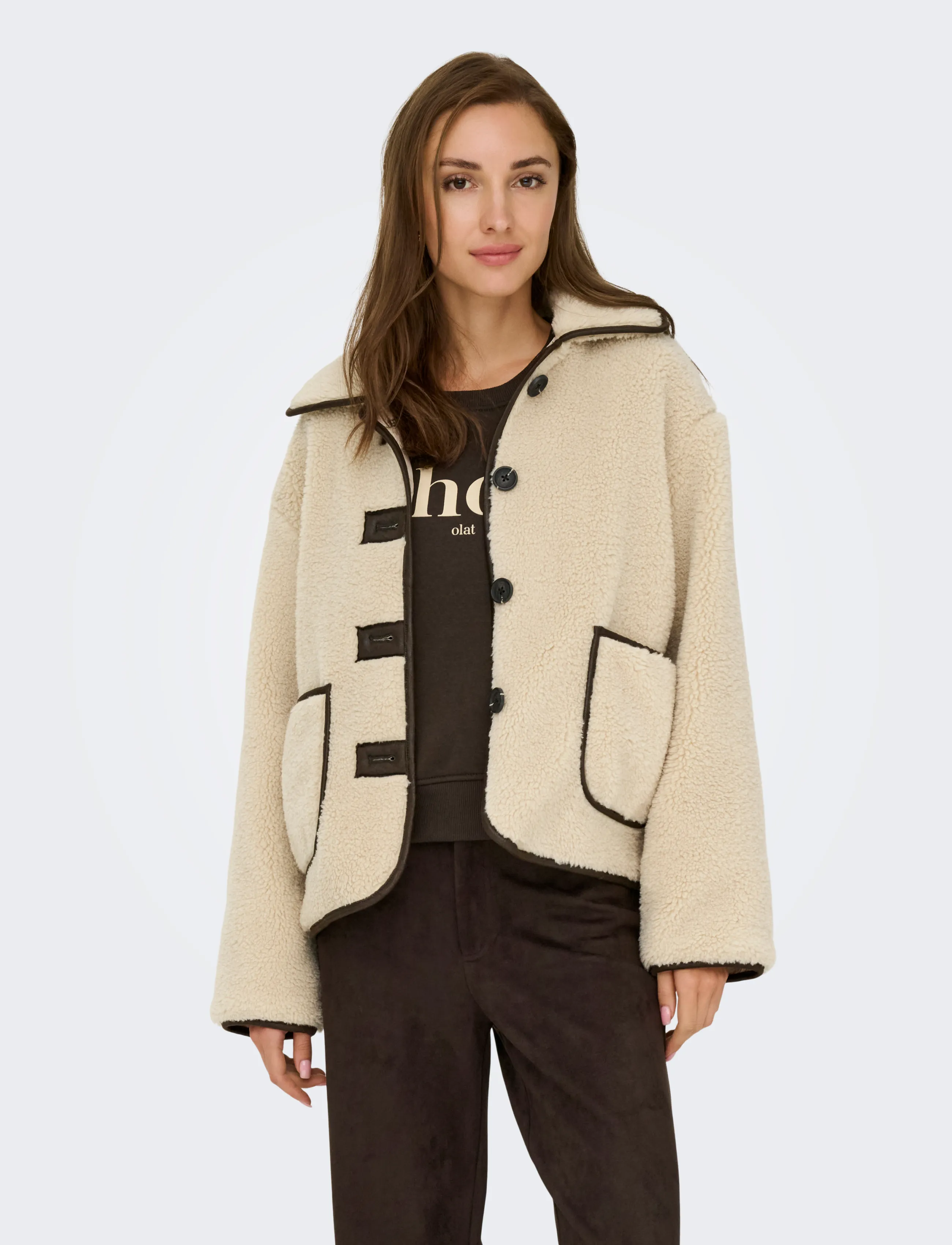 JDY JDYNOELLA TEDDY JACKET OTW NOOS - Kunstkarusnahk - CEMENT / cream