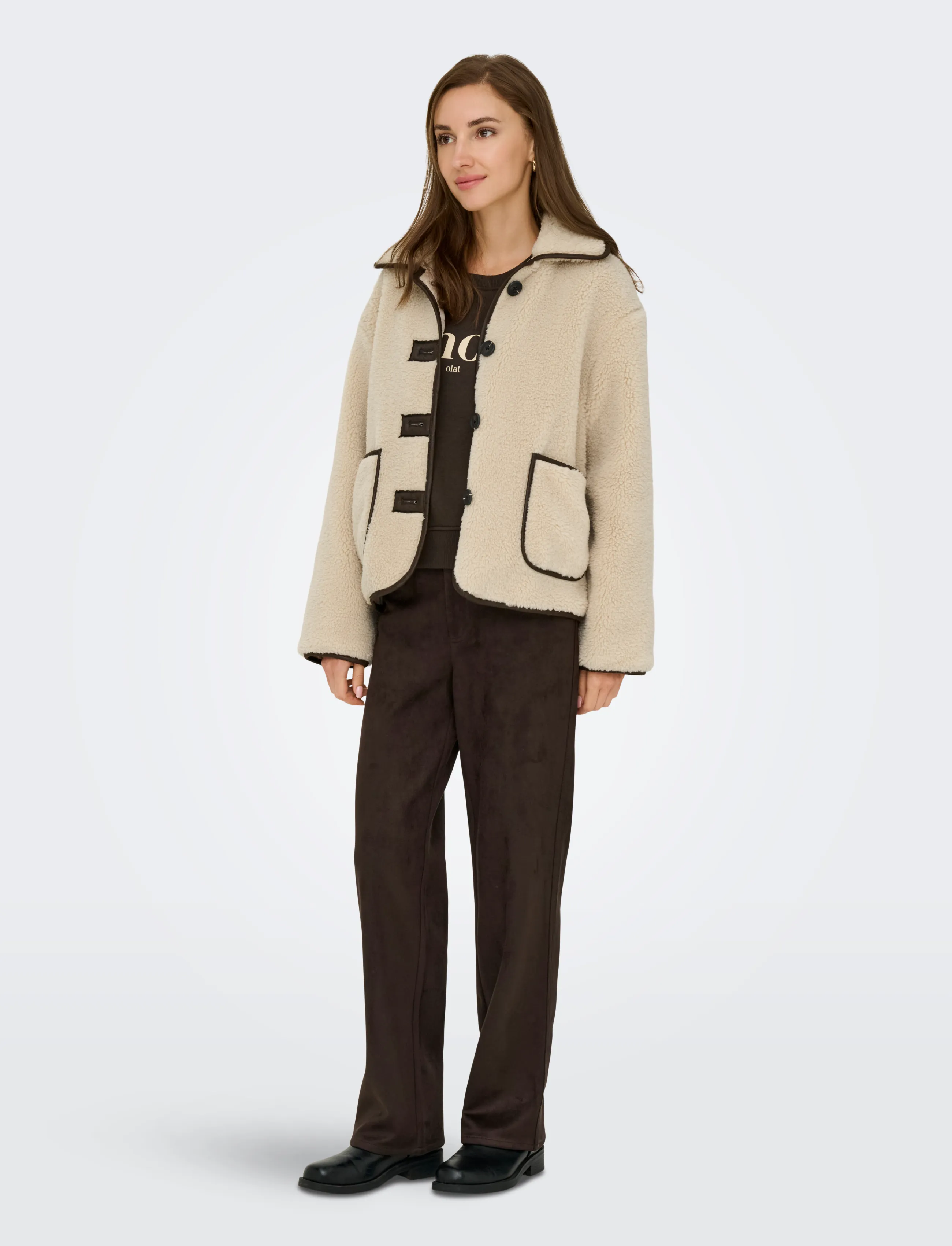 JDY - JDYNOELLA TEDDY JACKET OTW NOOS - kunstkarusnahk - cement - 4