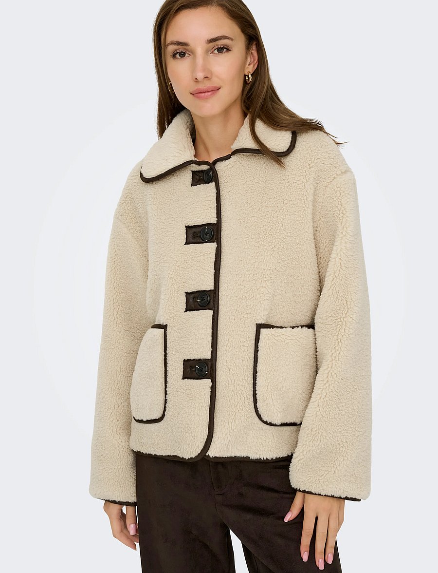 JDY - JDYNOELLA TEDDY JACKET OTW NOOS - kunstkarusnahk - cement - 5