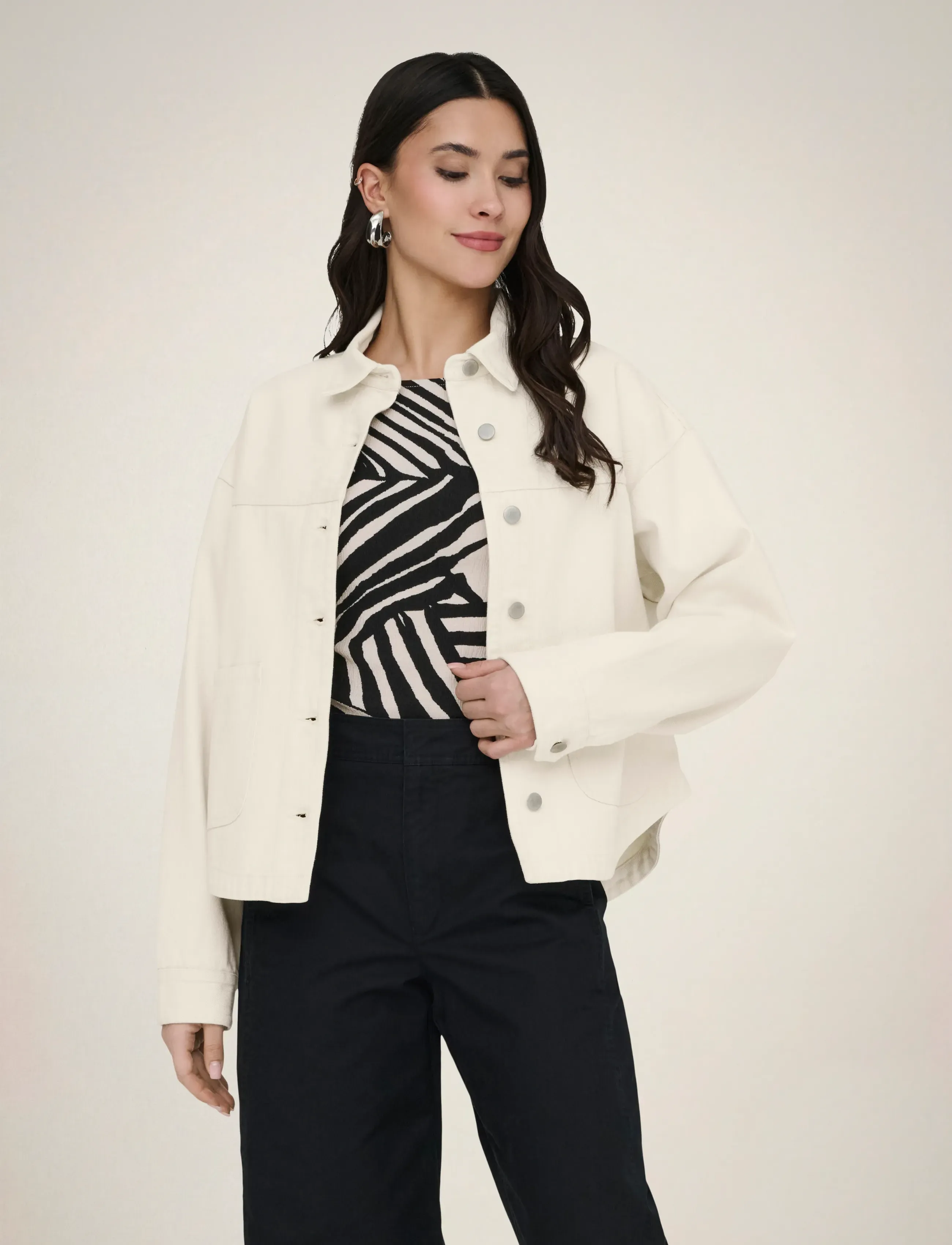 JDY noma L/S Shacket Wvn Noos, Kvinder, Shacket, Cream, Str: XL
