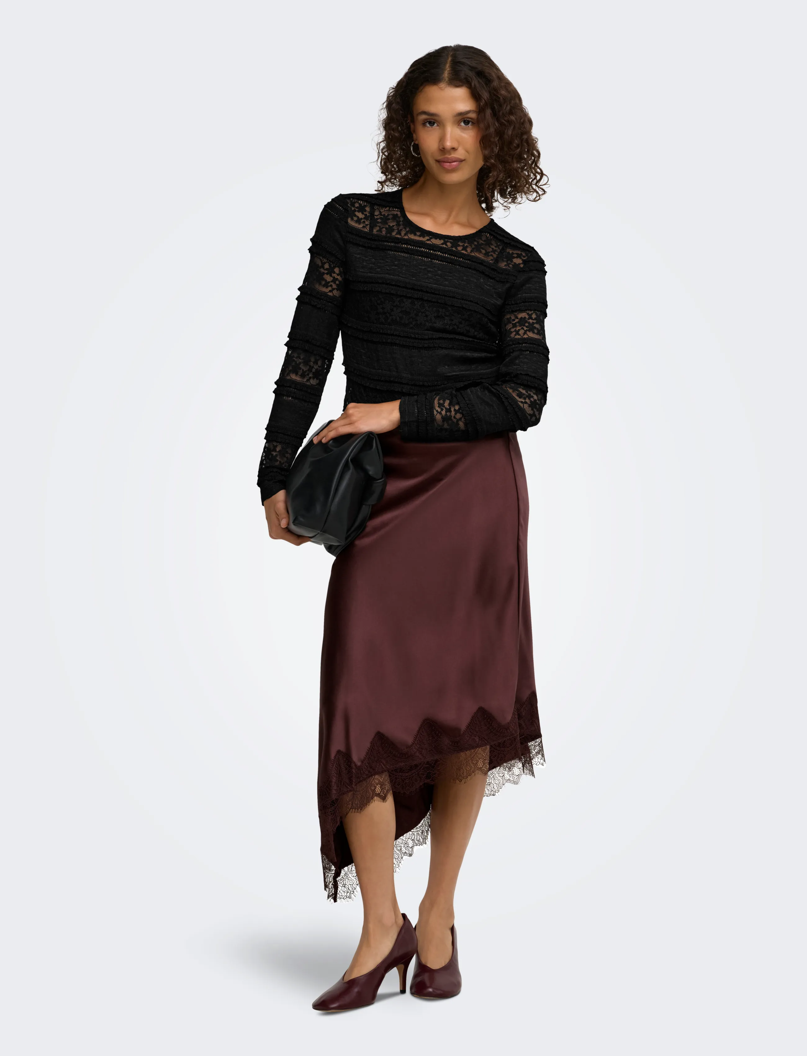 JDY - JDYSARAH L/S LACE TOP JRS NOOS - black - 4