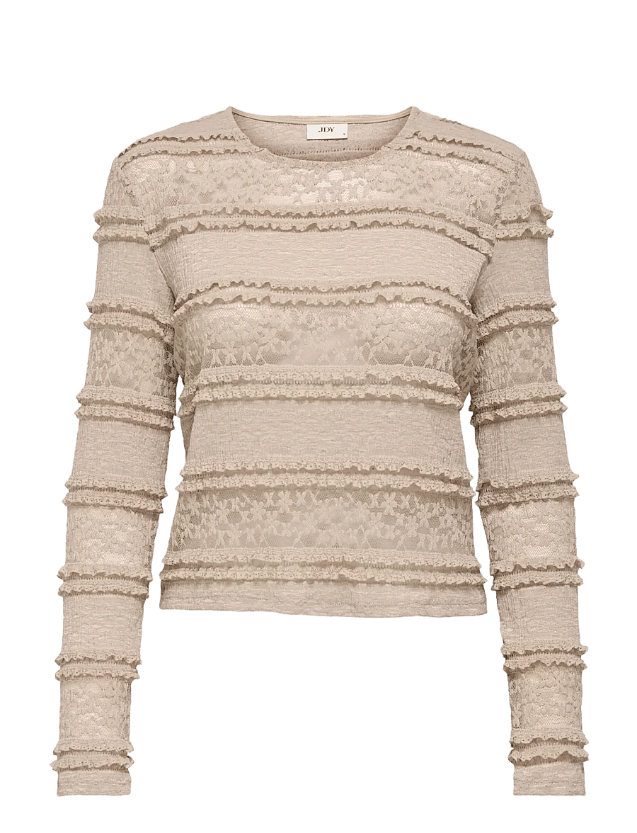 JDY - JDYSARAH L/S LACE TOP JRS NOOS - humus - 1