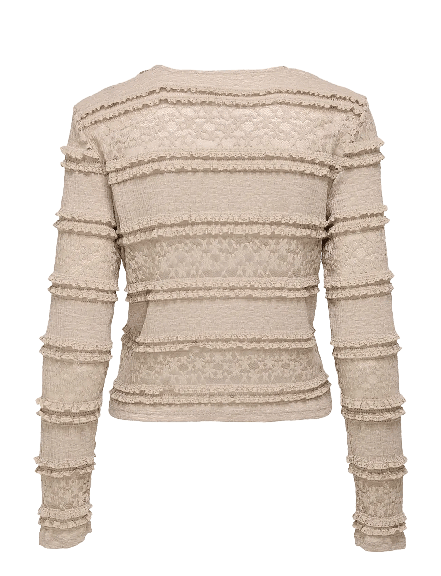 JDY - JDYSARAH L/S LACE TOP JRS NOOS - humus - 2