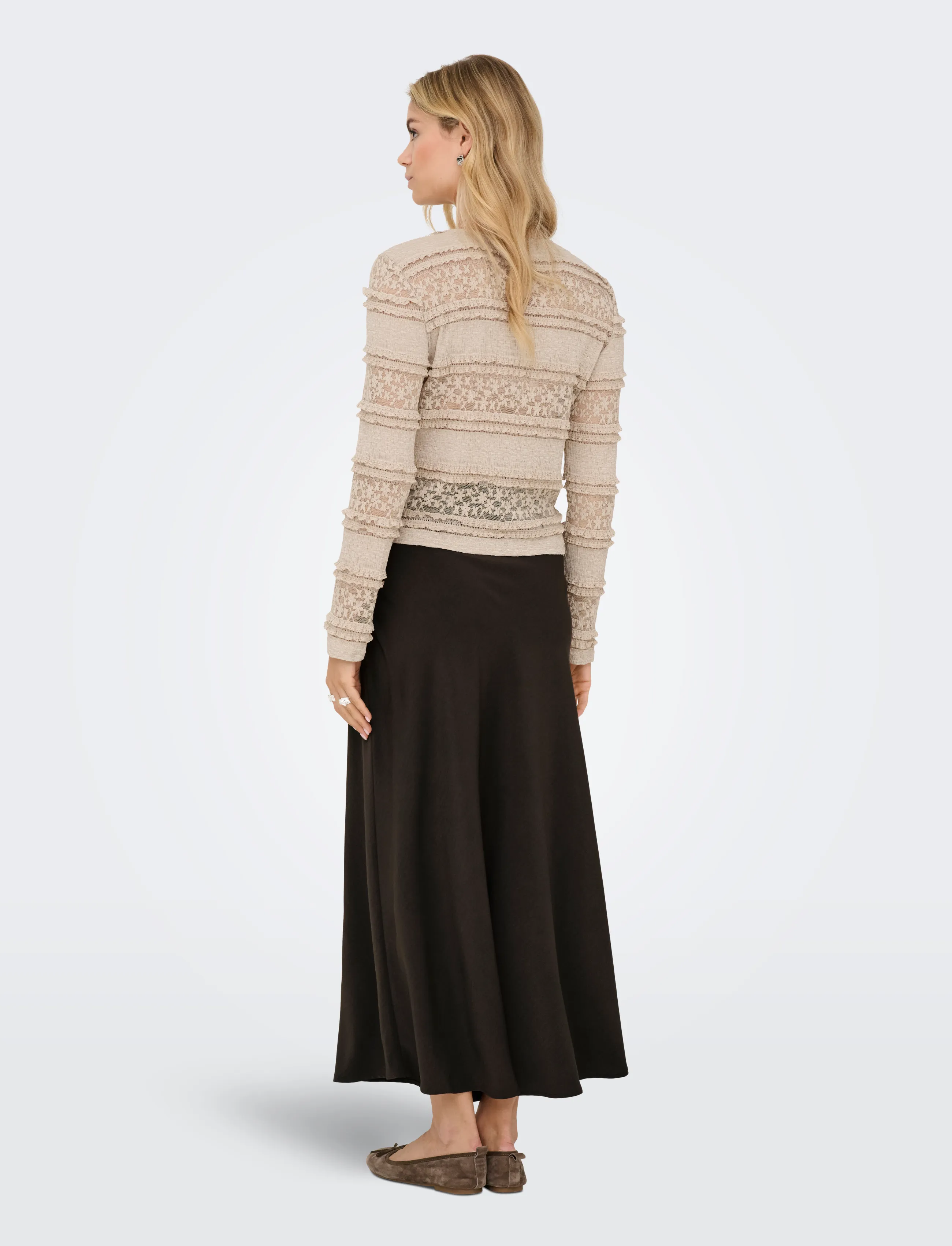 JDY - JDYSARAH L/S LACE TOP JRS NOOS - humus - 3