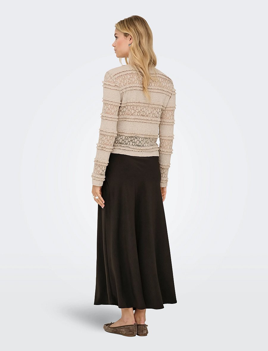 JDY - JDYSARAH L/S LACE TOP JRS NOOS - humus - 3