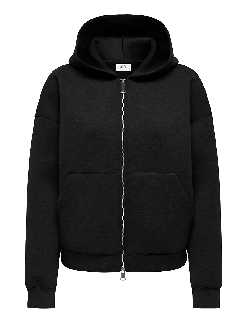 JDY - JDYSABRINA L/S ZIPPER SCUBA HOODIE JRS - hættetrøjer - black - 0