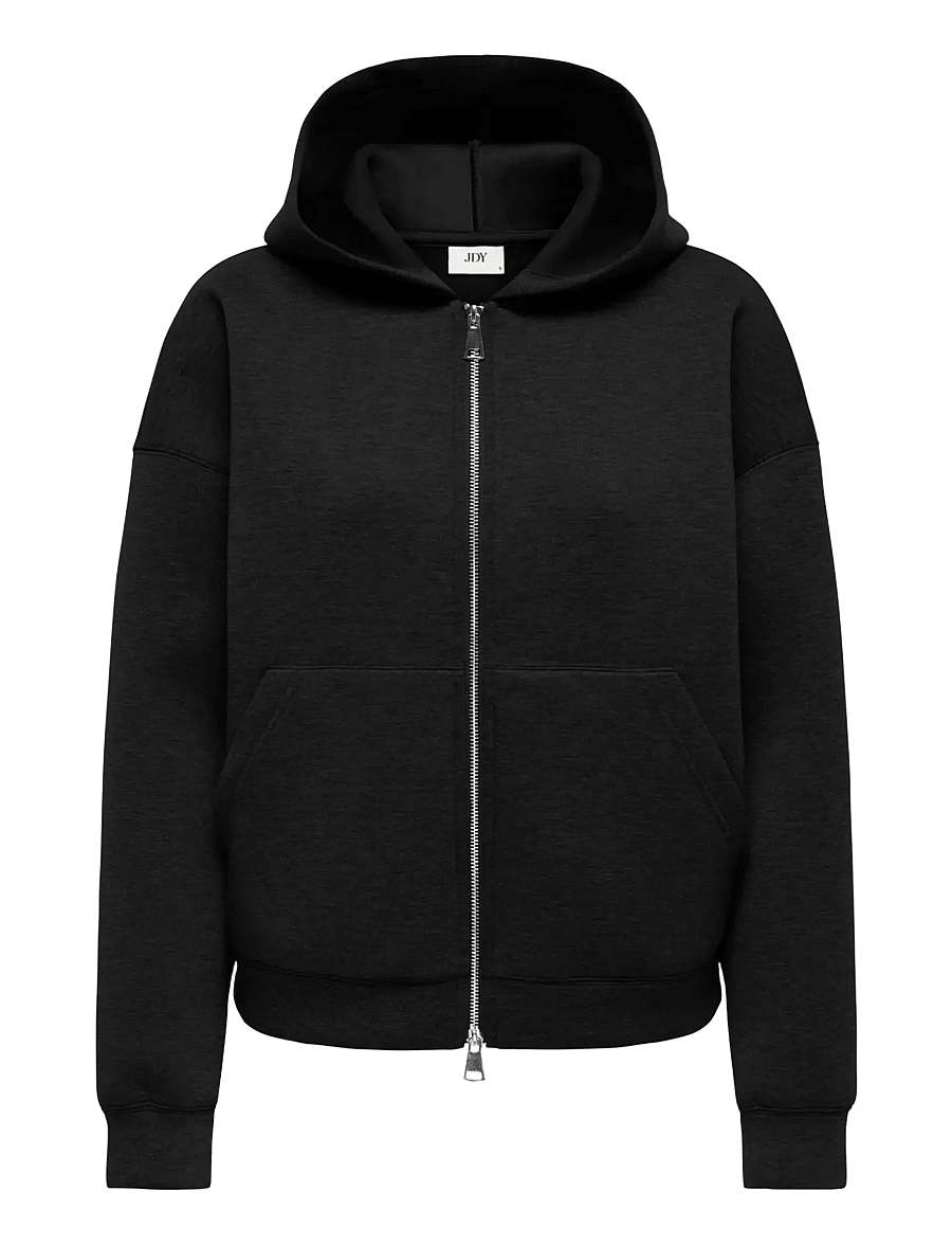 JDY - JDYSABRINA L/S ZIPPER SCUBA HOODIE JRS - kapuzenpullover - black - 1