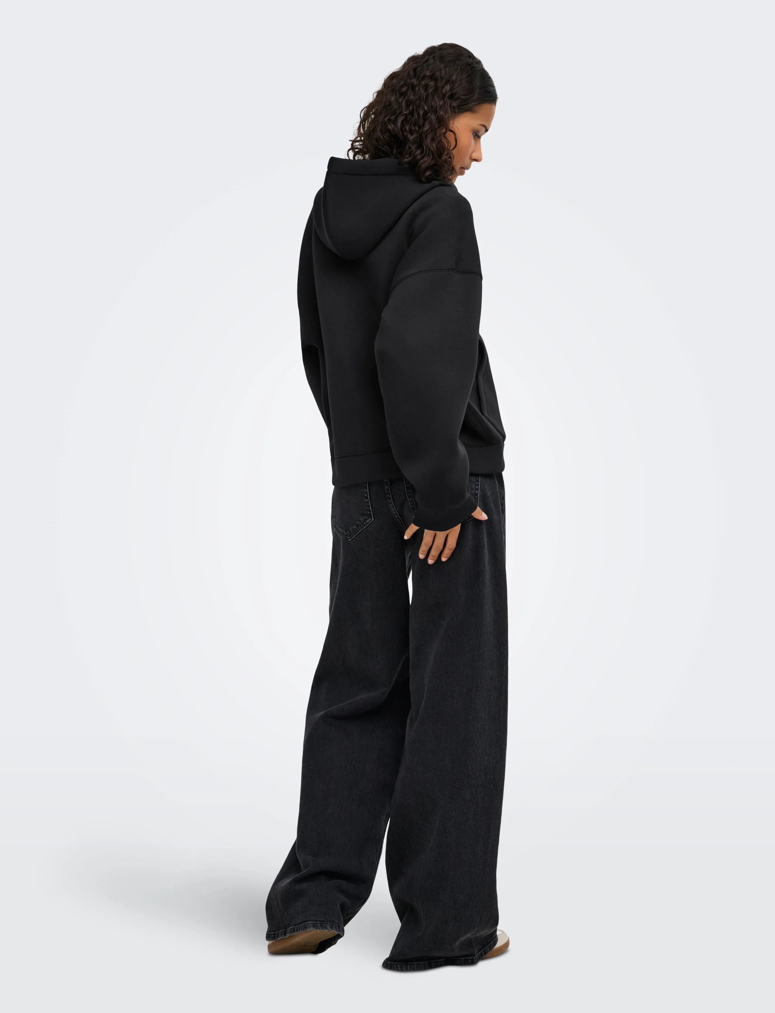 JDY - JDYSABRINA L/S ZIPPER SCUBA HOODIE JRS - kapuzenpullover - black - 3