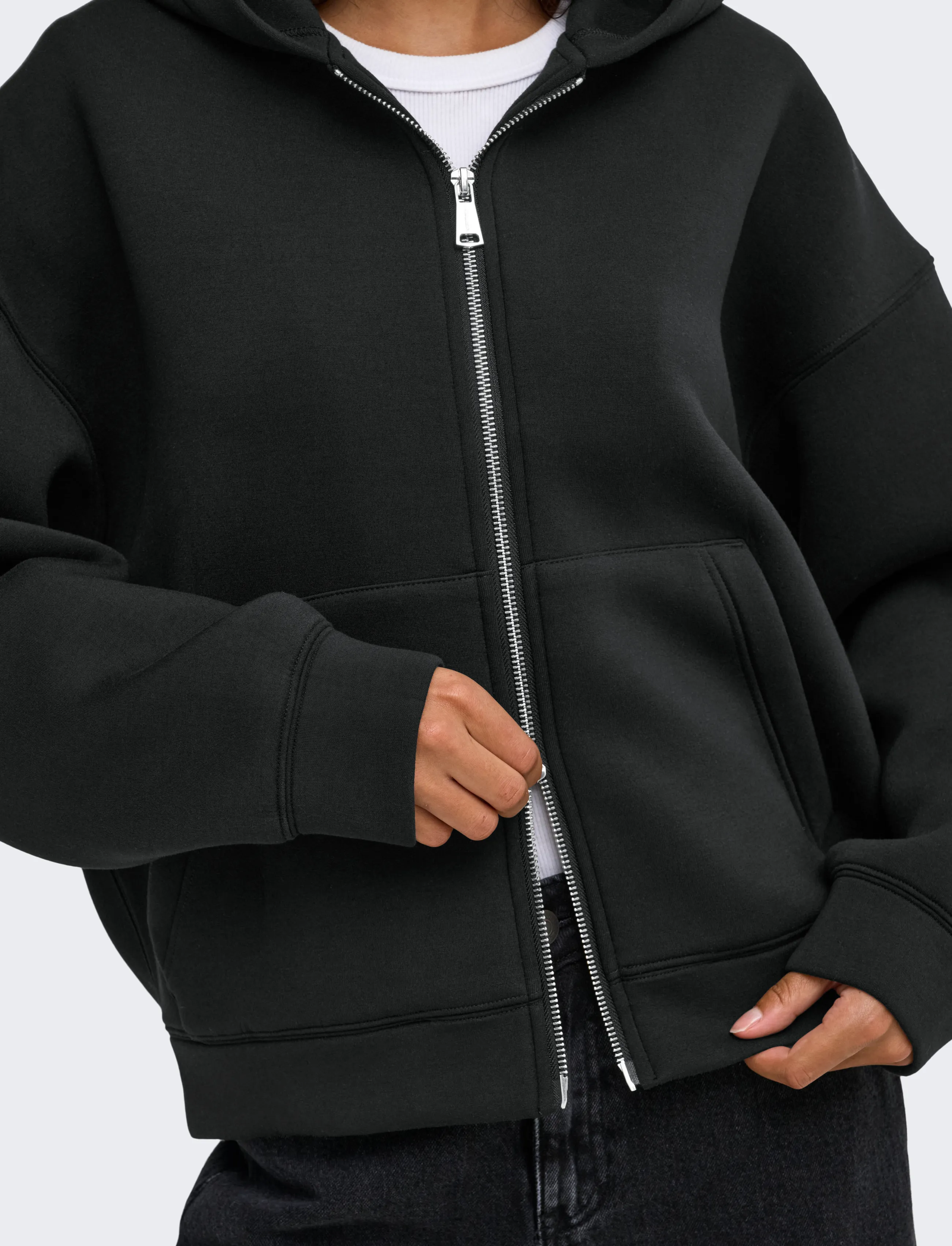JDY - JDYSABRINA L/S ZIPPER SCUBA HOODIE JRS - kapuzenpullover - black - 5