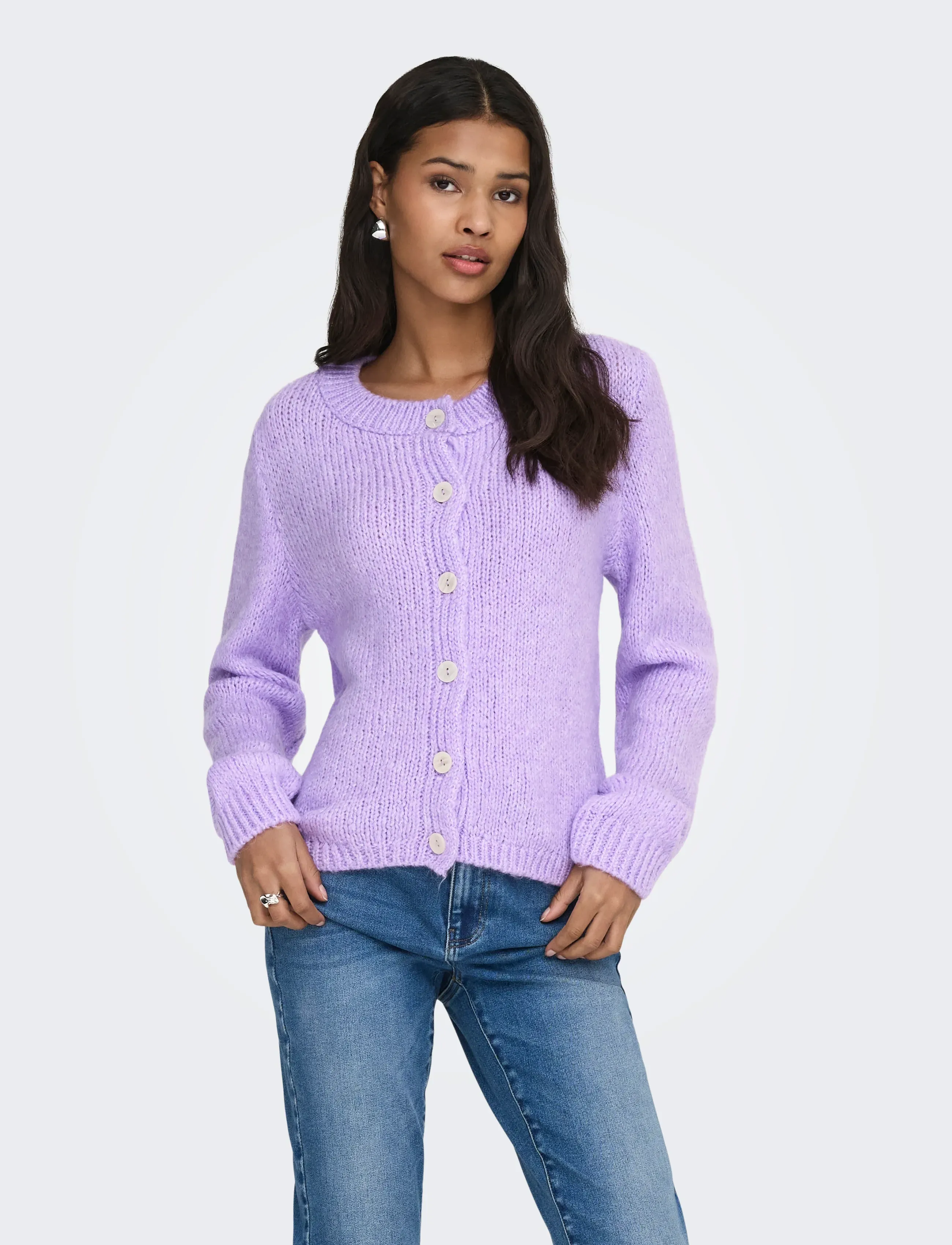 JDY Jdydinea L/S Button Cardigan Knt Noos, S, Purple, Strik > Cardigans, Dame