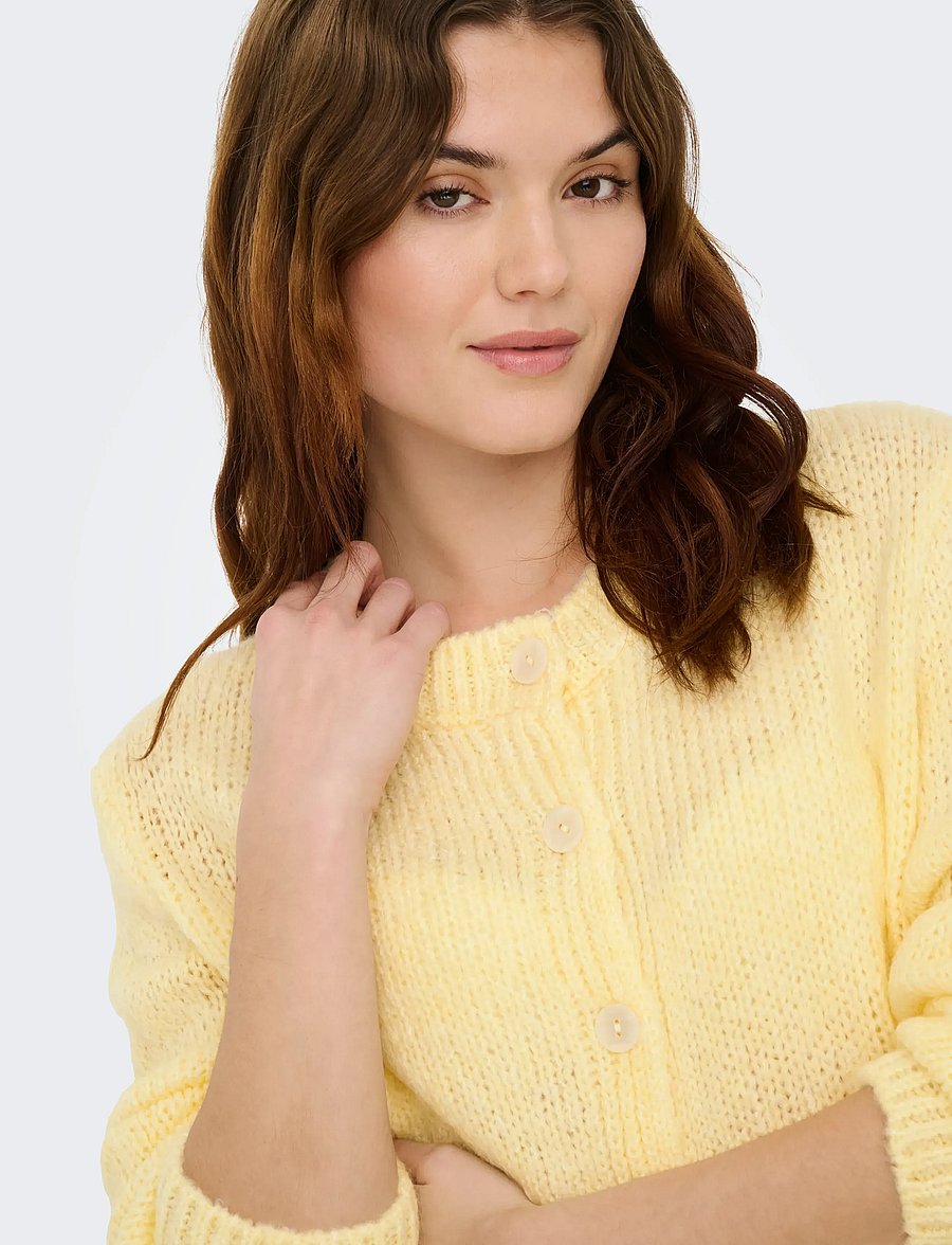 JDY - JDYDINEA L/S BUTTON CARDIGAN KNT NOOS - cardigans - pastel yellow - 4