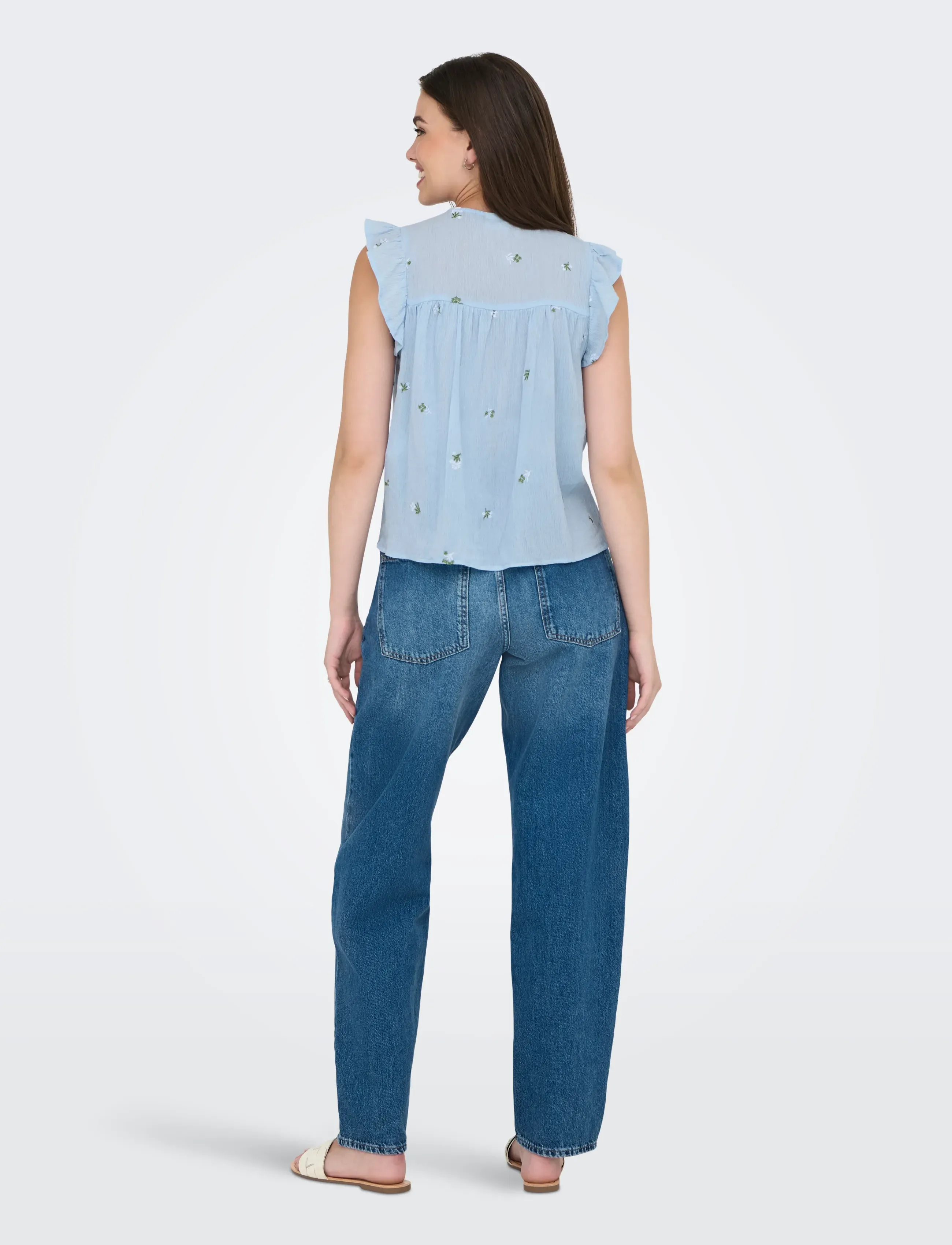 JDY - JDYALBA S/L FRILL SHIRT WVN EXP - cashmere blue - 3