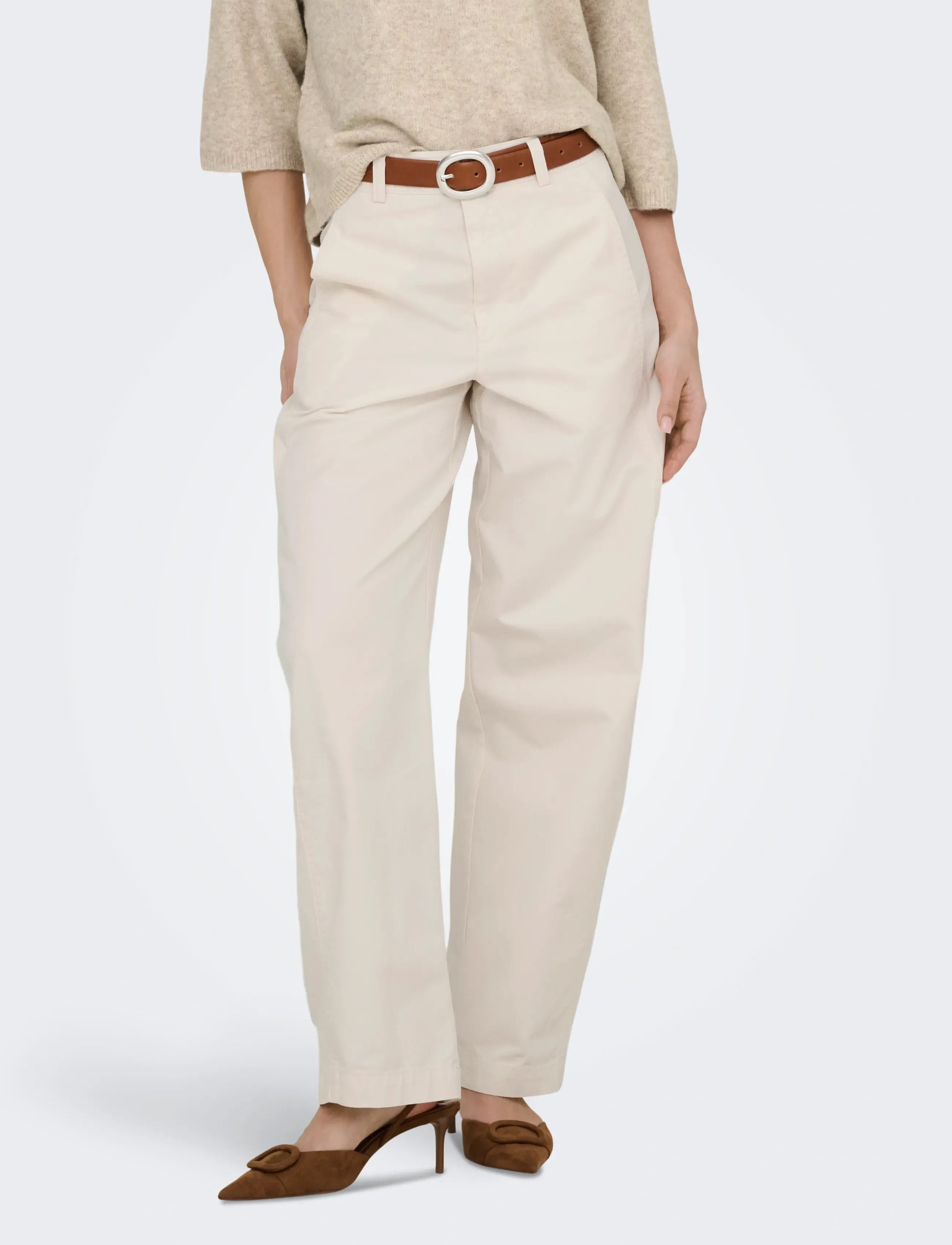 JDY JDYSELMA HW BARREL PANT PNT NOOS - Kläder - CLOUD DANCER / white