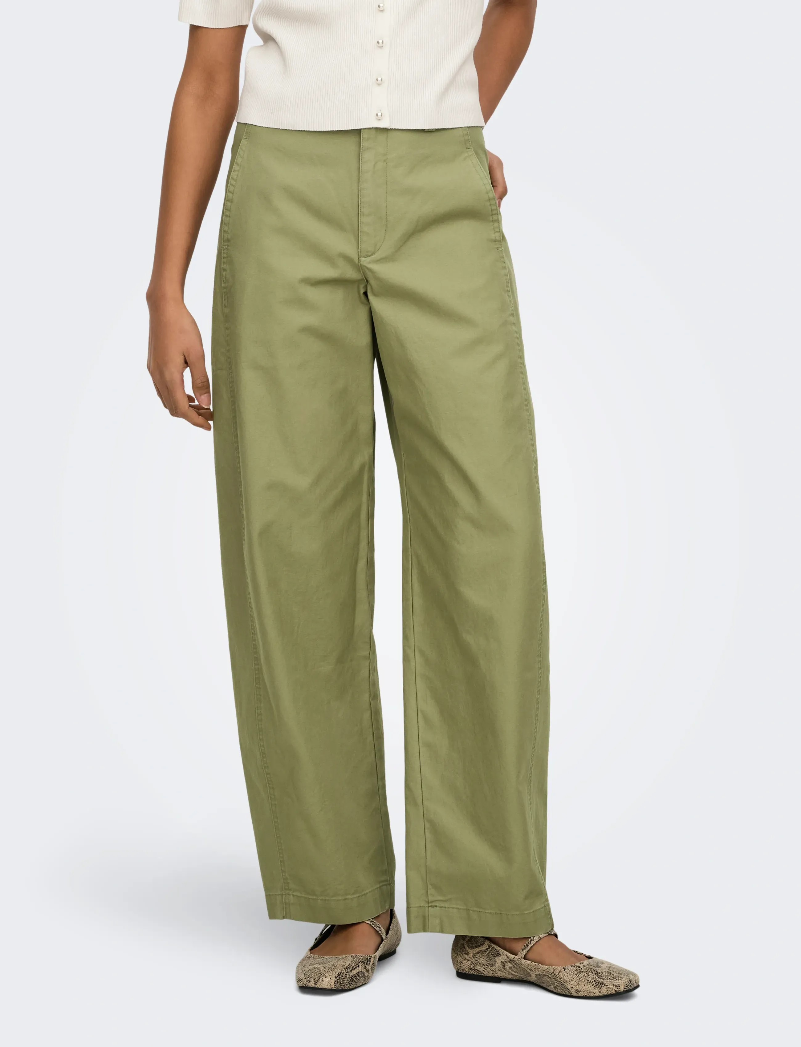 JDY JDYSELMA HW BARREL PANT PNT NOOS - JDY - DRIED HERB / khaki/green